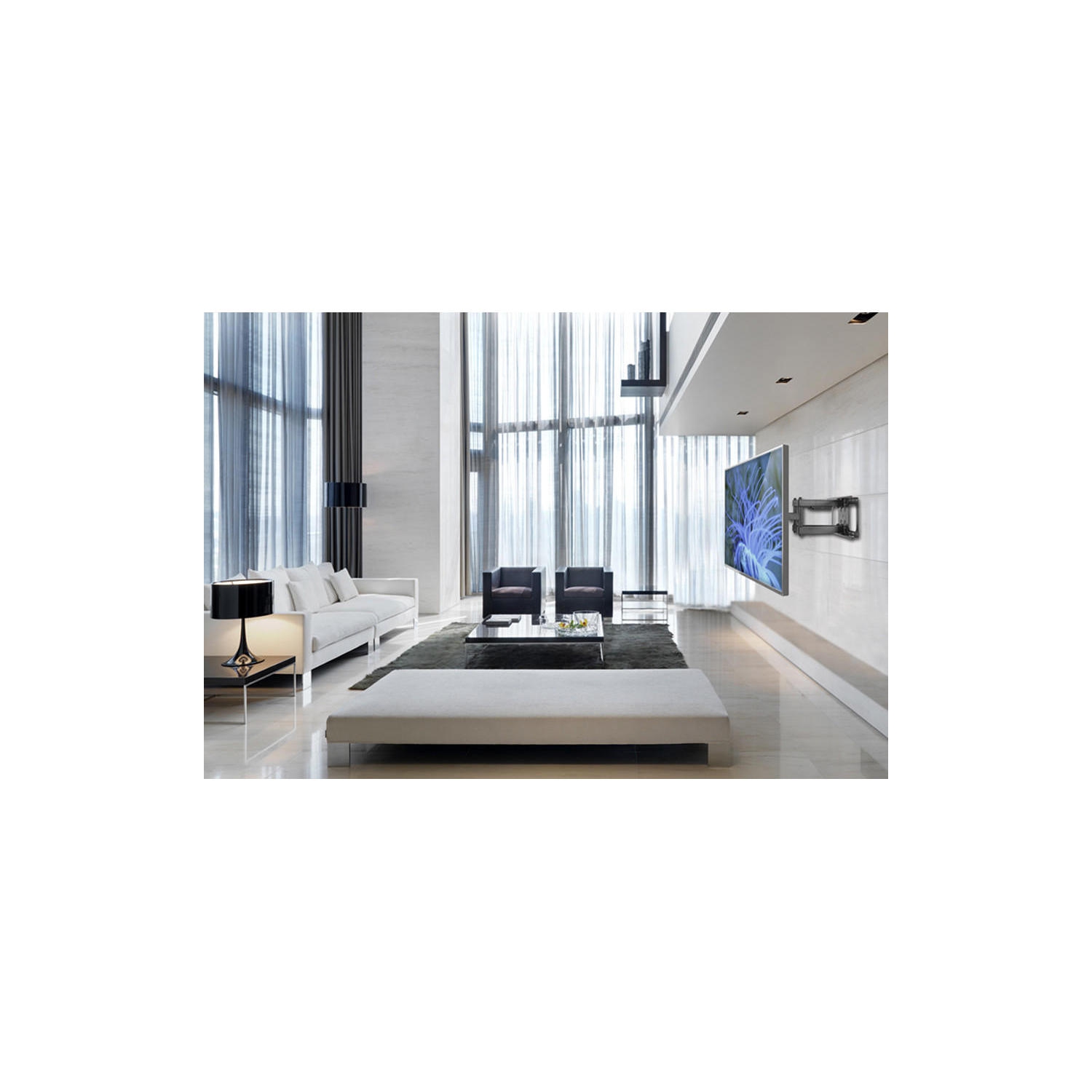 50-90&nbsp;po – supports articulés pour téléviseur, support mural robuste pour téléviseurs à écran plat ACL à DEL incurvé, convient aux montants