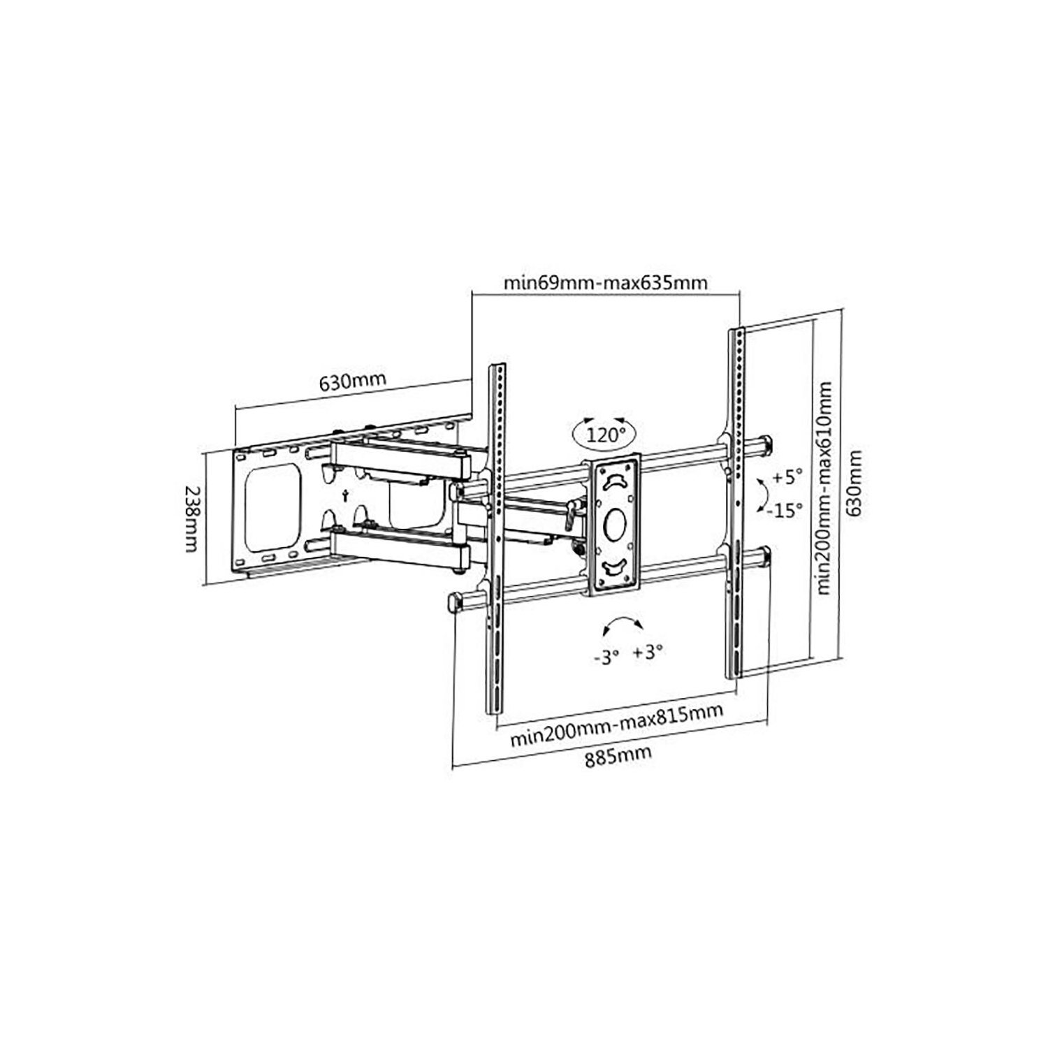 50-90&nbsp;po – supports articulés pour téléviseur, support mural robuste pour téléviseurs à écran plat ACL à DEL incurvé, convient aux montants