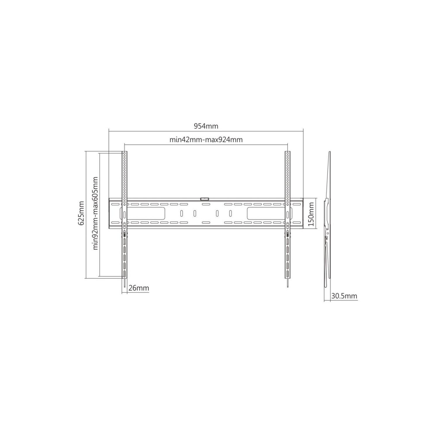 60-100 Inch Fixed TV Mounts, TV Wall Mount for Curved Flat Panel TVs up to 165lbs
