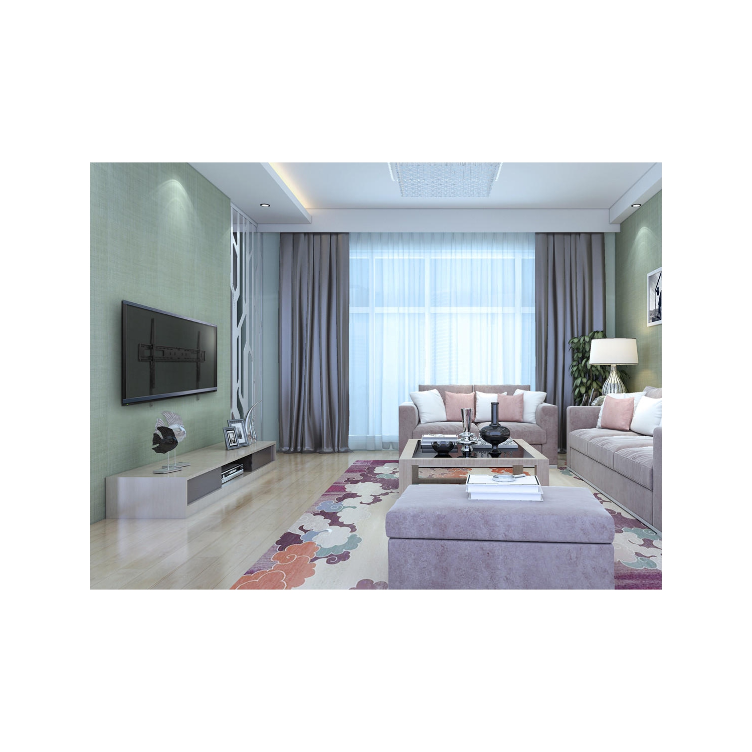 60-100 Inch Fixed TV Mounts, TV Wall Mount for Curved Flat Panel TVs up to 165lbs