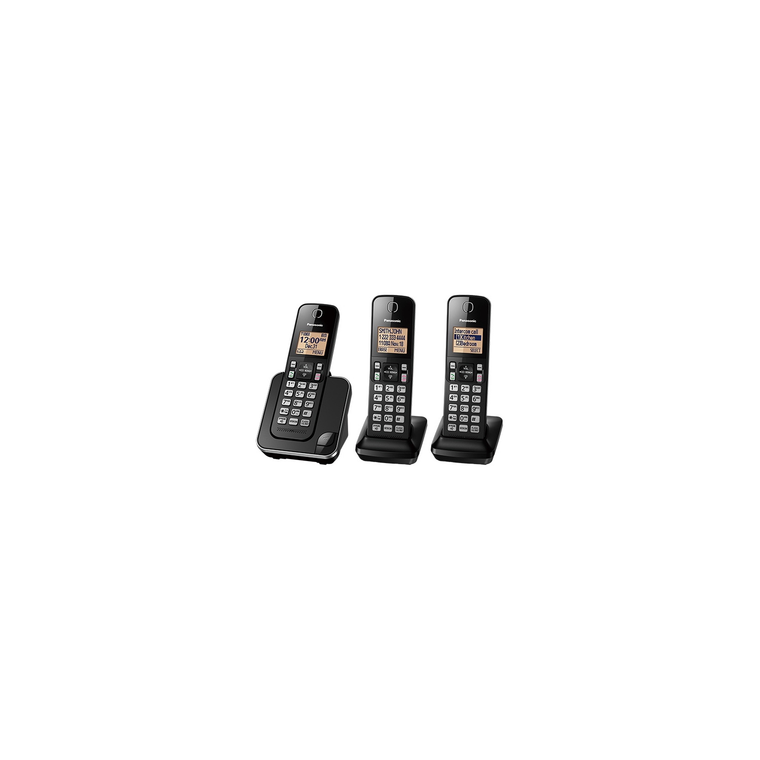 Panasonic KX-TGC383B Digital cordless phone with 3 handsets Open Box (Open Box)