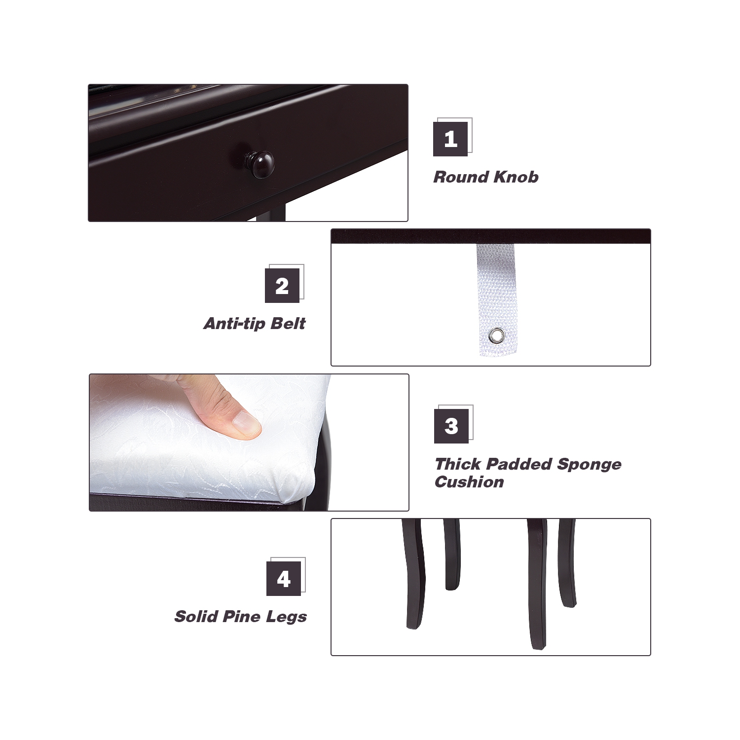 Costway 3 Drawers Vanity Table 10 Dimmable Bulbs Touch Switch Makeup Dressing Desk