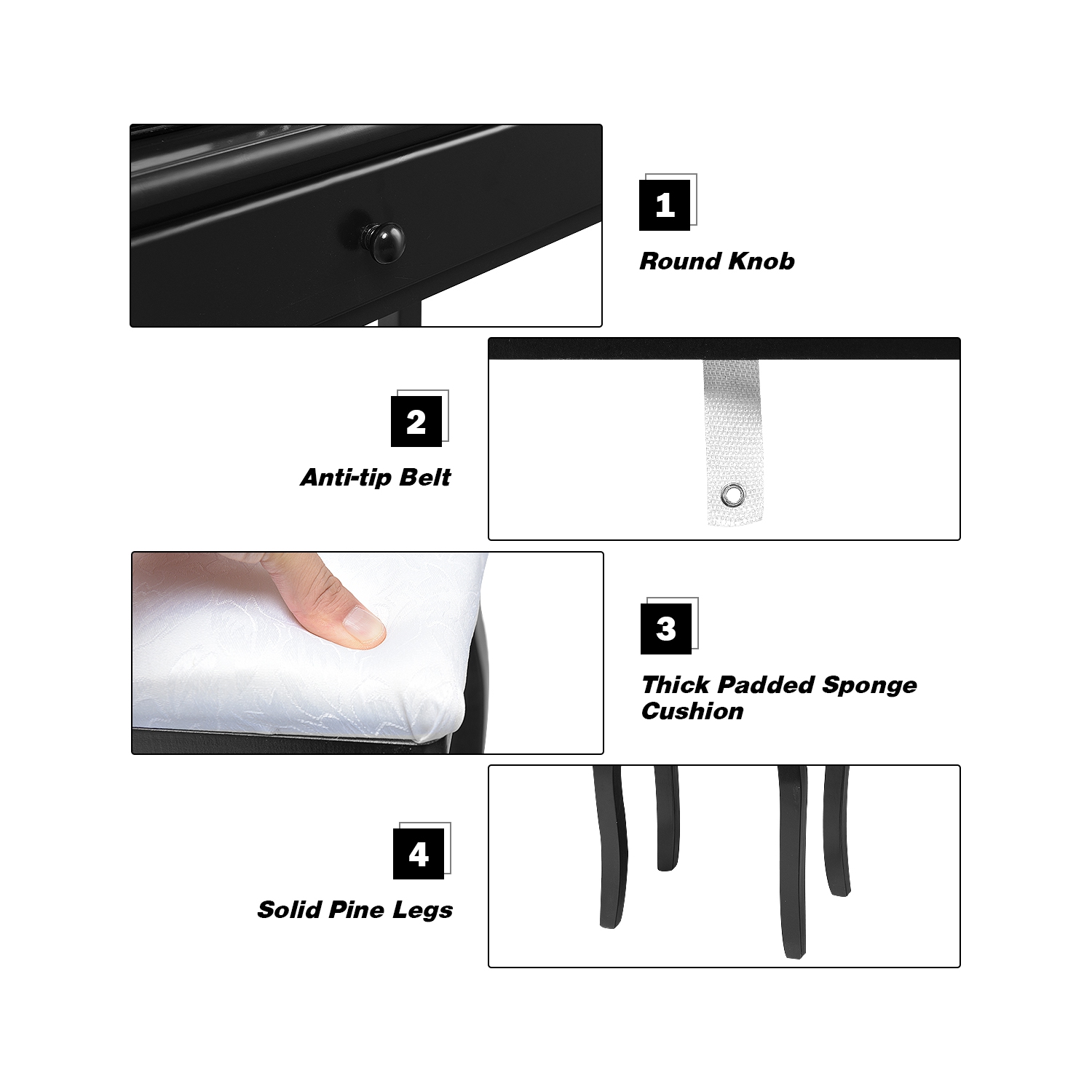 Costway 3 Drawers Vanity Table 10 Dimmable Bulbs Touch Switch Makeup Dressing Desk