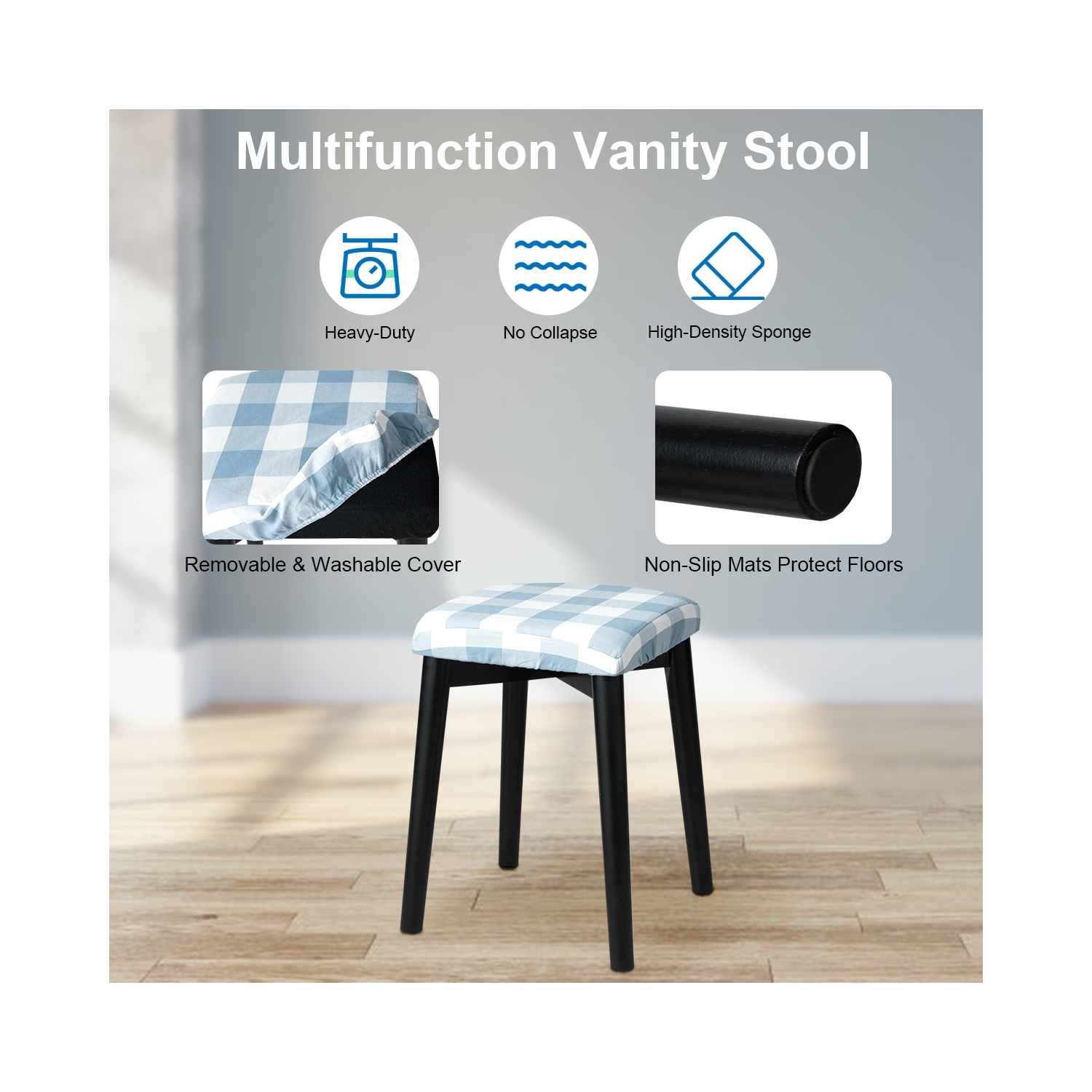 Costway Vanity Makeup Dressing Set w/8 Dimmable Bulbs Lighted Mirror Touch Switch