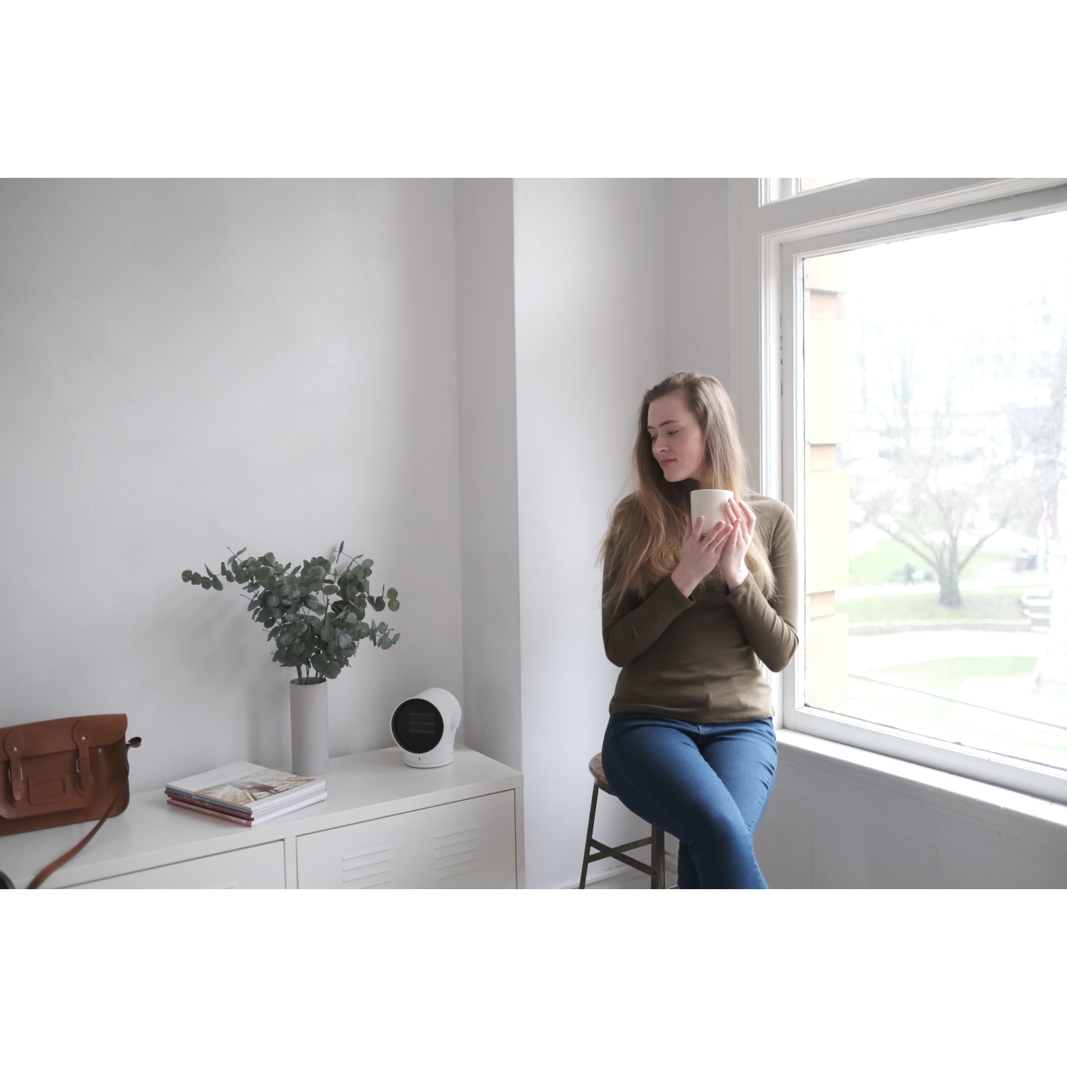 JS Mini Heater – Ceramic oscillating space heater for small spaces 1000W - 2 heating mode + cooling fan mode