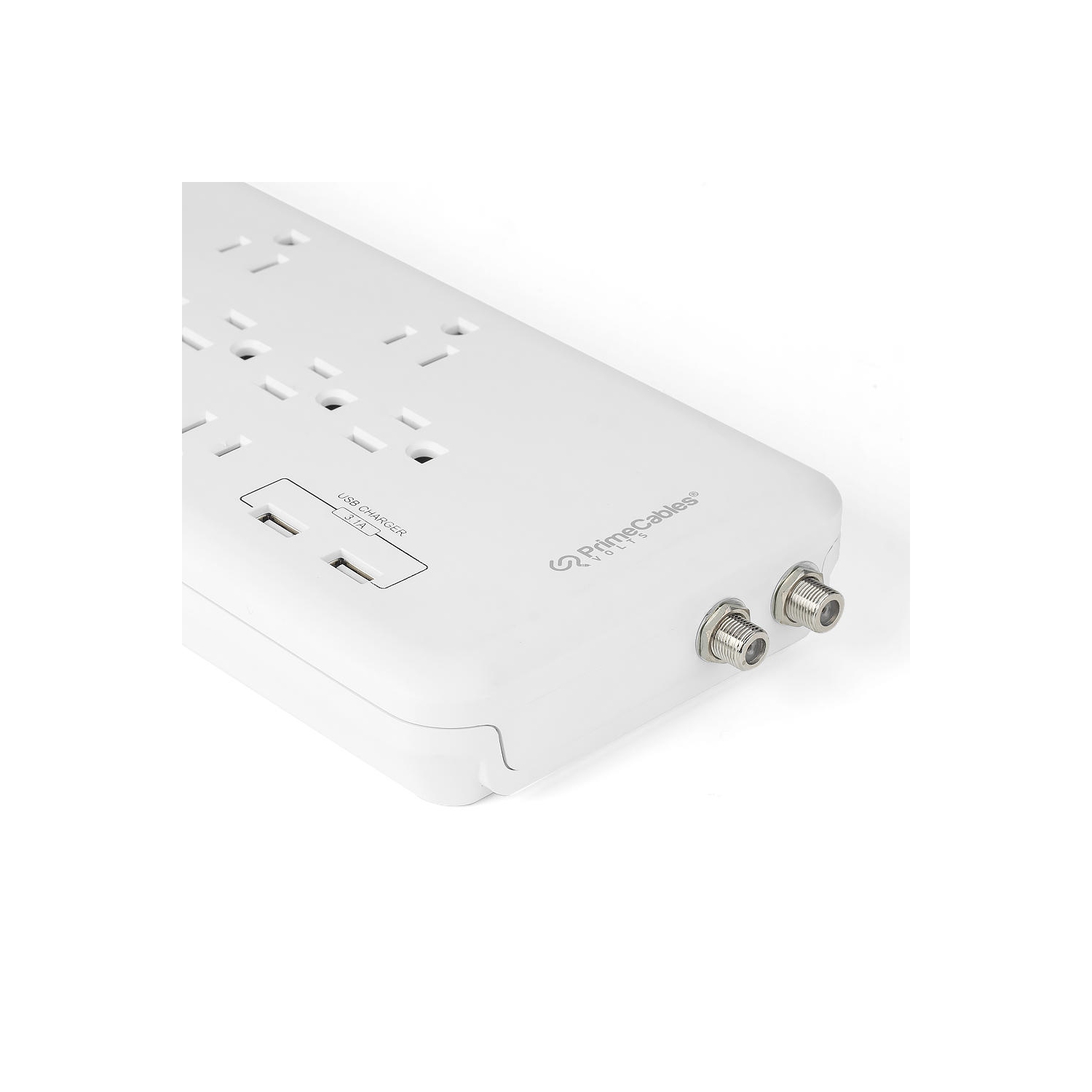12 Outlets Surge Protector 6FT/2M with 2 Ports USB Charger up to 3.1A Coaxial Breaker - PrimeCables®