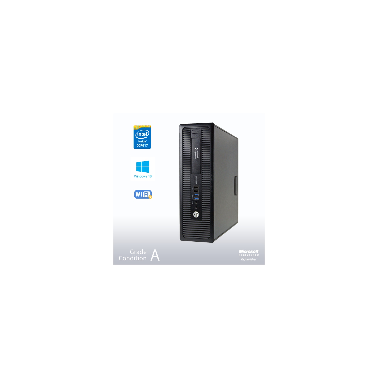 Refurbished - HP ProDesk 800 G1 SFF Desktop, Intel i7 4770 3.4GHz/16GB /240GB SSD+500GB/ DVD/ Win10 Pro/Fast AC 600 WiFi USB