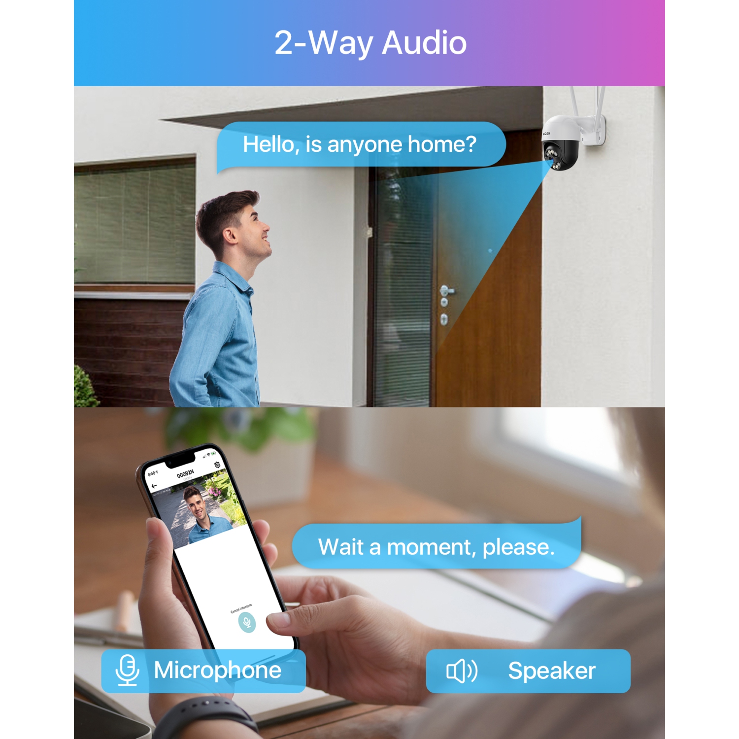 Système de surveillance avec fil 3&nbsp;Mpx 2K 8 canaux NVR de ZOSI avec disque dur 1&nbsp;To, 4 caméras de surveillance Wi-Fi PTZ 360° intérieur,