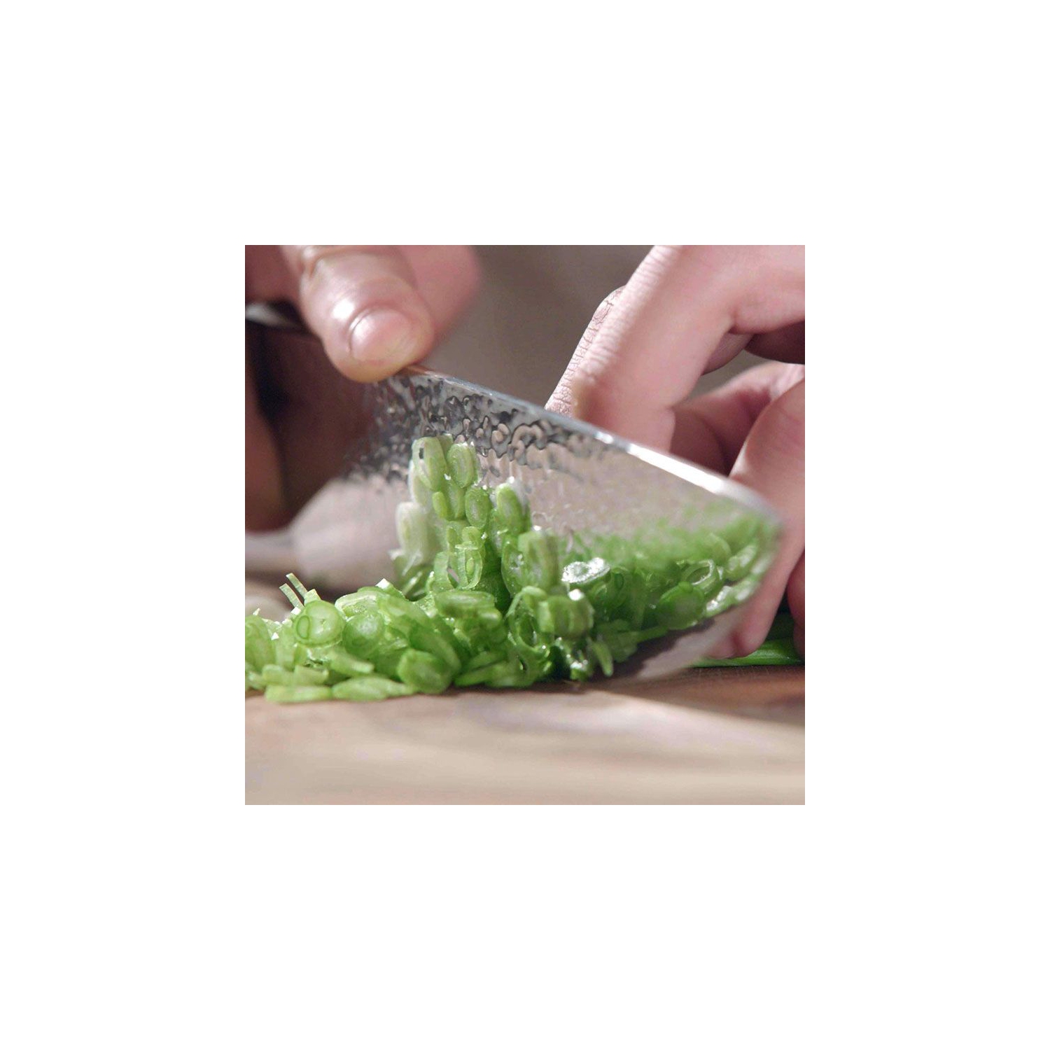 Couteau de chef de 8 po en acier inoxydable martelé résistant au feu avec couteau d’office de 3.5 po en prime