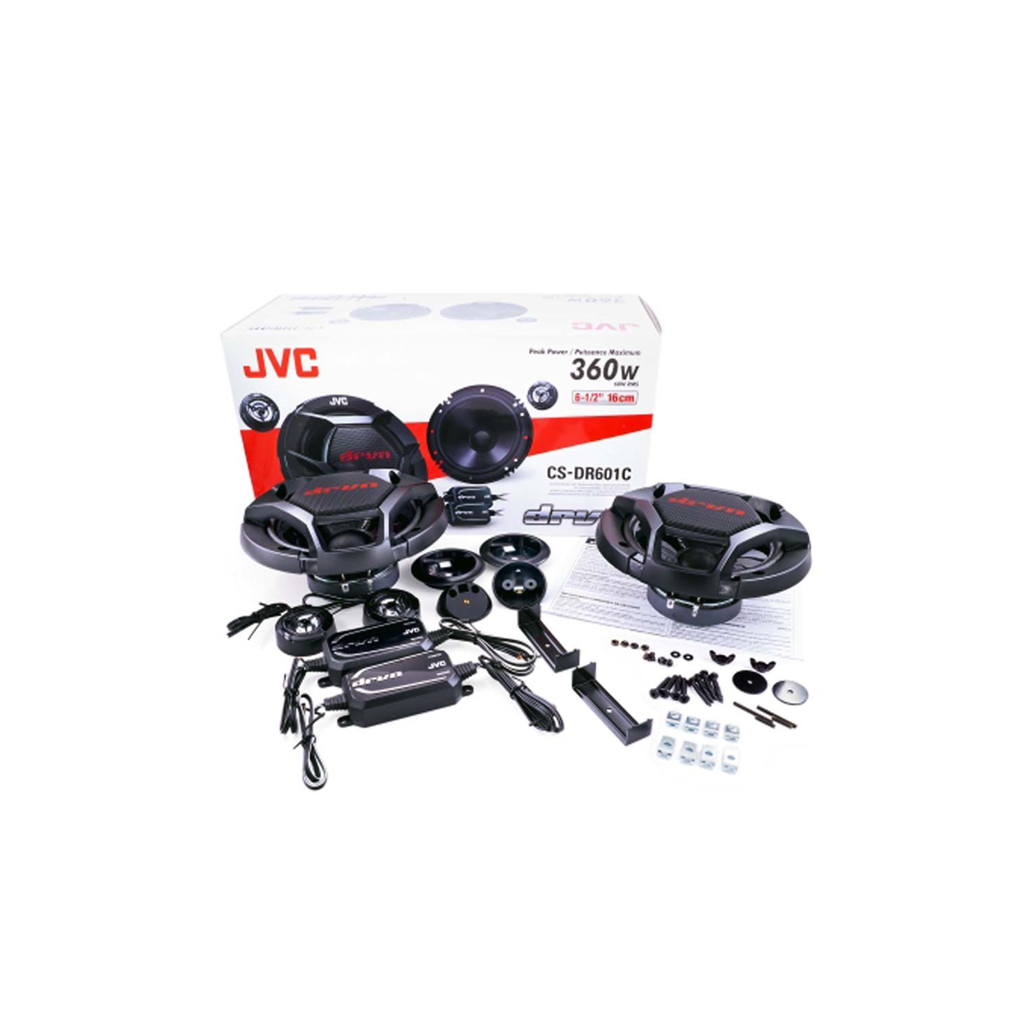 JVC CS-DR601C 6-1/2" 2-Way Component Speakers / 360W Max Power, For Car, Black