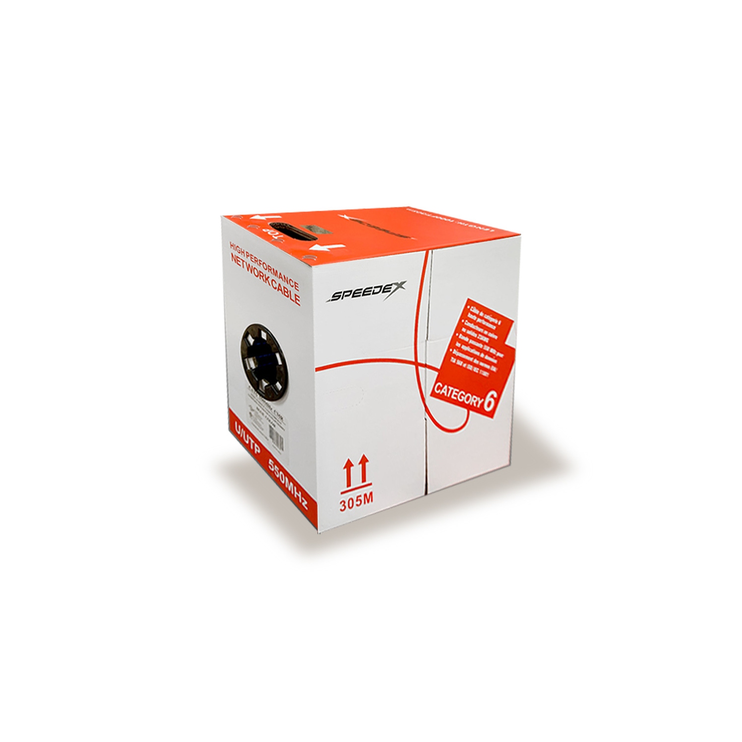 Câble réseau solide Cat6 de 1000 PI 550 MHz de Speedex, CMR/FT4, certifié CUL, blanc