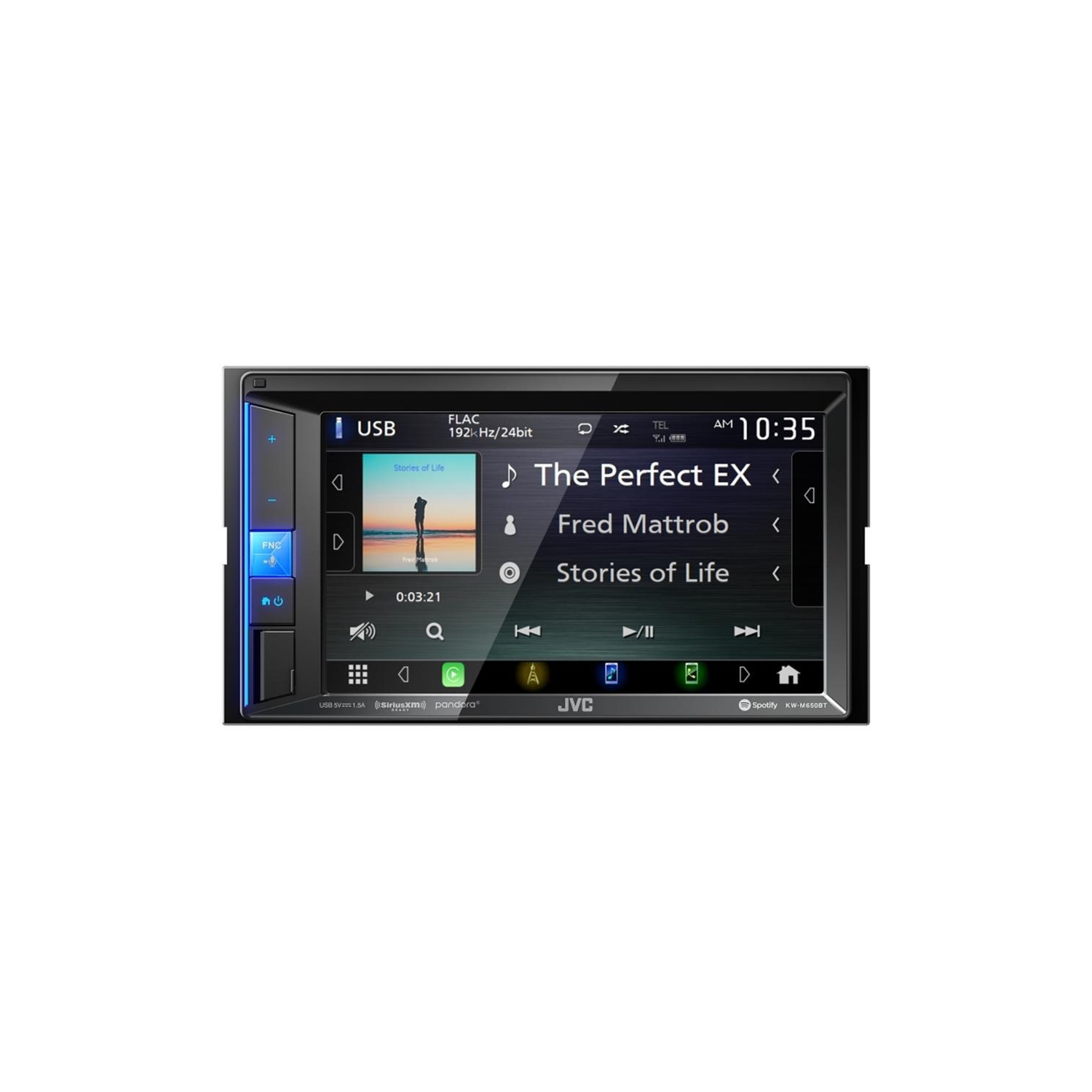 JVC KW-M650BT Radio/Récepteur Multimédia Numérique avec Moniteur Tactile Résistant de 6,2 ", Bluetooth, Pour Voiture, Noir