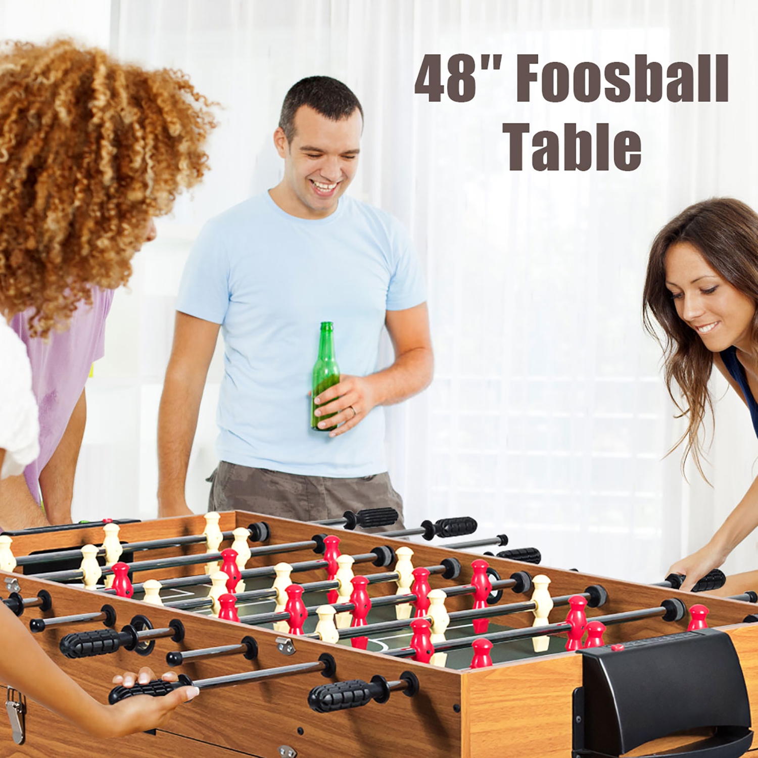 Costway 48'' 3-In-1 Multi Combo Game Table Foosball Soccer Billiards Pool Hockey Kids