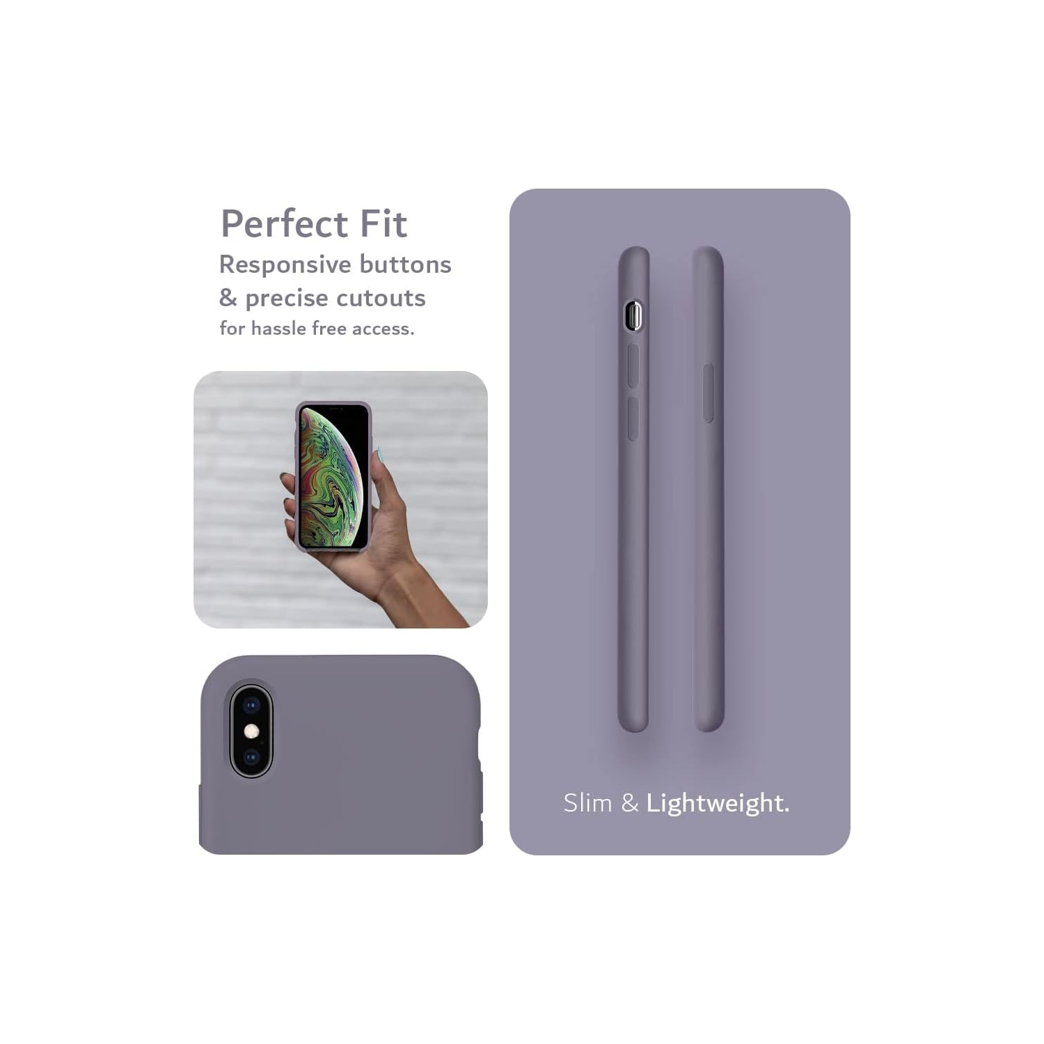 TUDIA iPhone Xs Max Case 2018 Soft Silicone Cover - Lavender Gray
