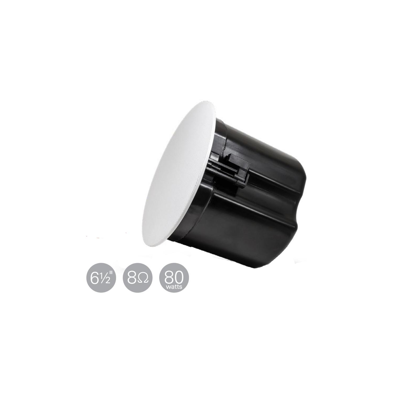 SyncSystem SS-ICS-6E Haut-Parleur Encastré 6.5 '' Woofer + 0.5 '' Tweeter, Boîte Arrière Intégrée, Gris