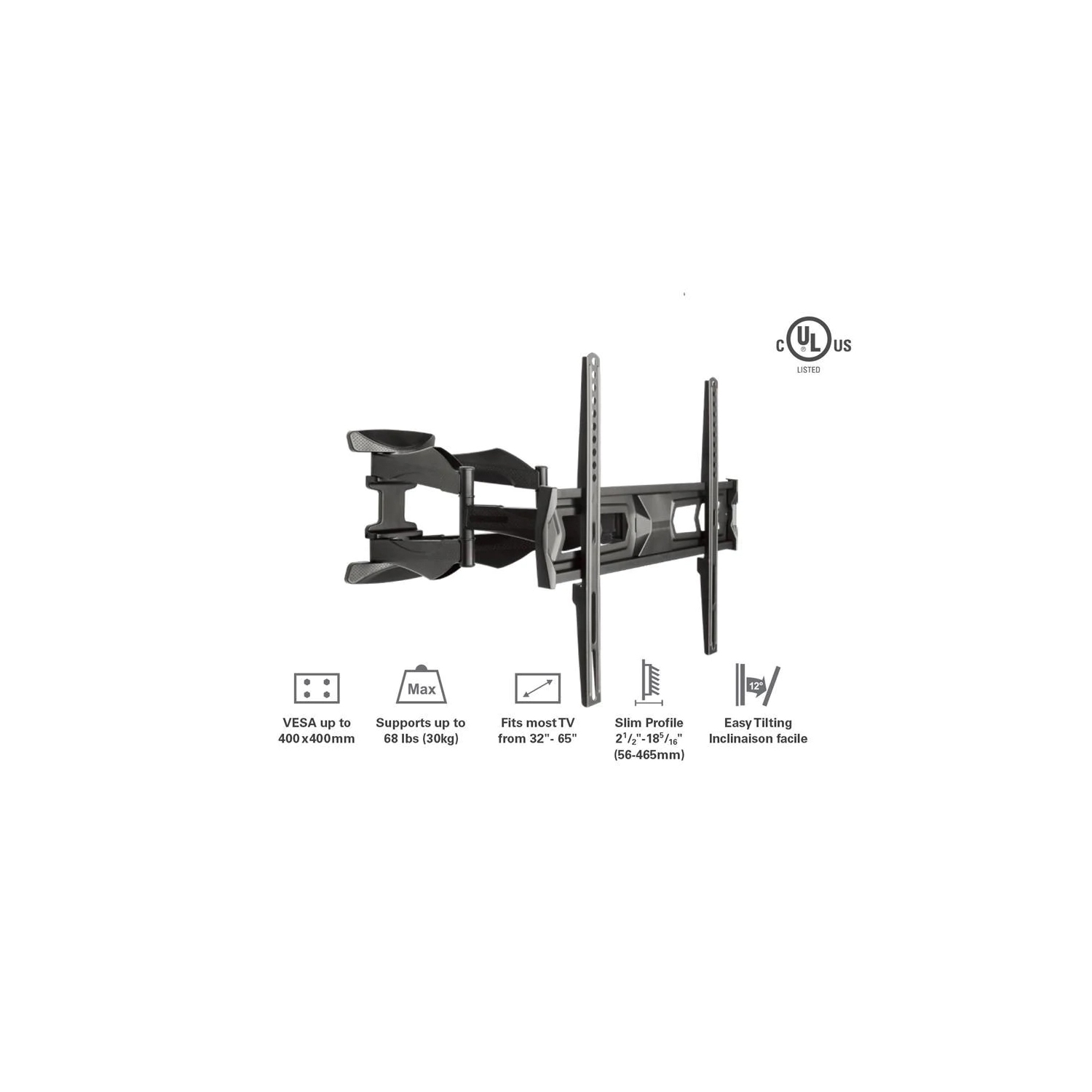 SyncMount SM-3265FM 32'' - 65'' Full-Motion Articulating TV Wall Mount, Black