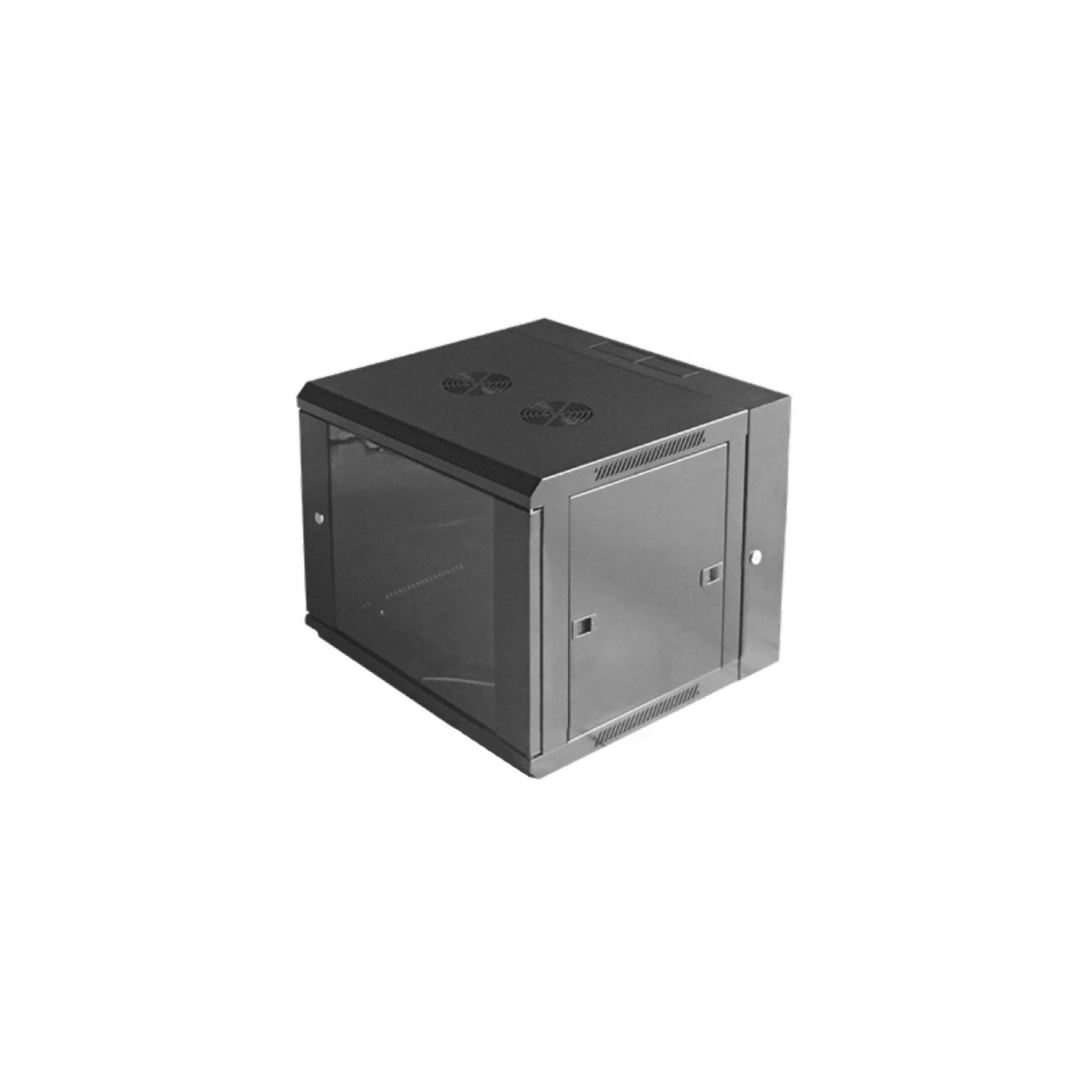 SyncSystem SSYS-WM01-09 Support Mural d'équipement Articulé 9U Avec Porte en Verre Trempé, Argent