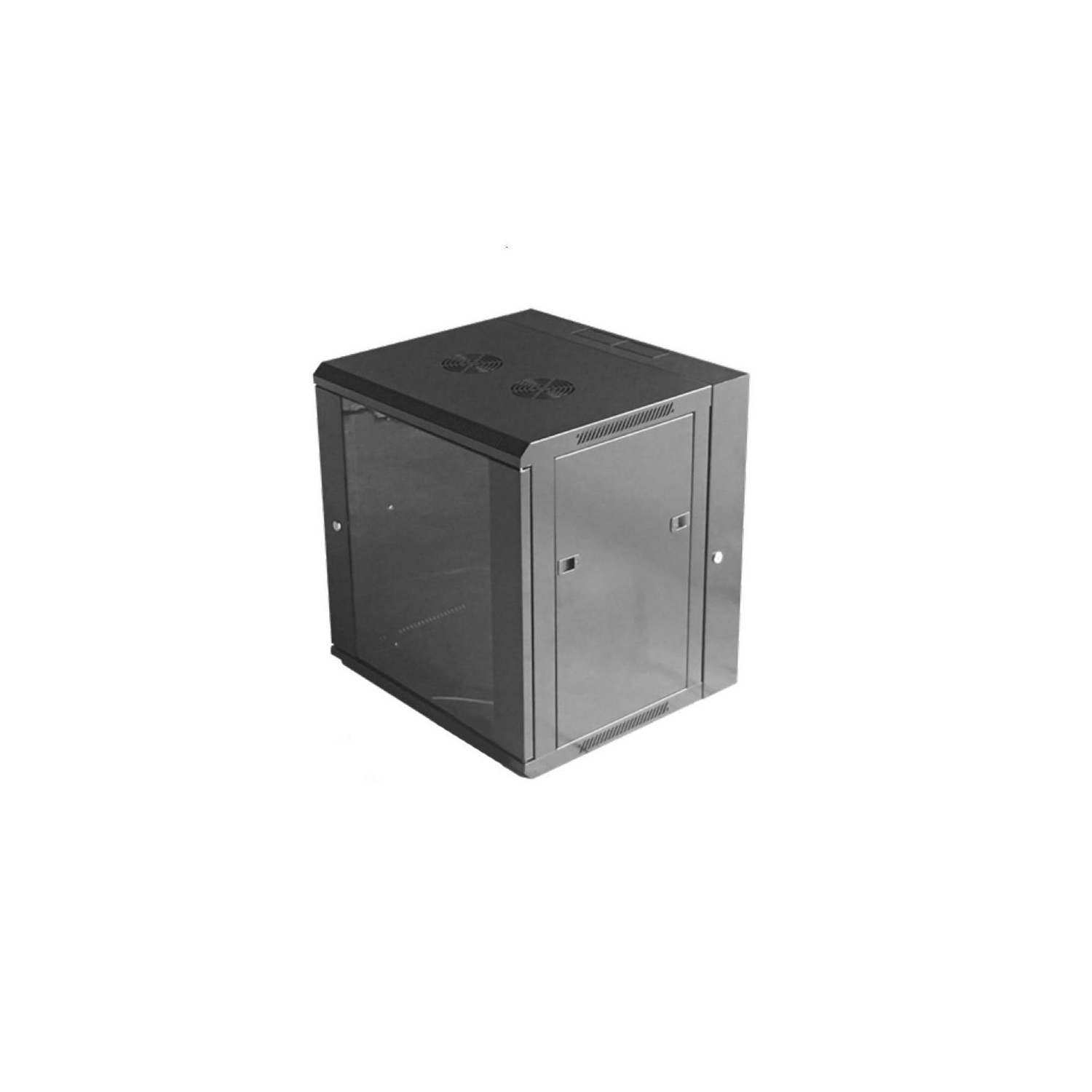 SyncSystem SSYS-WM01-15 Support Mural d'équipement Articulé 15U Avec Porte en Verre Trempé, Argent