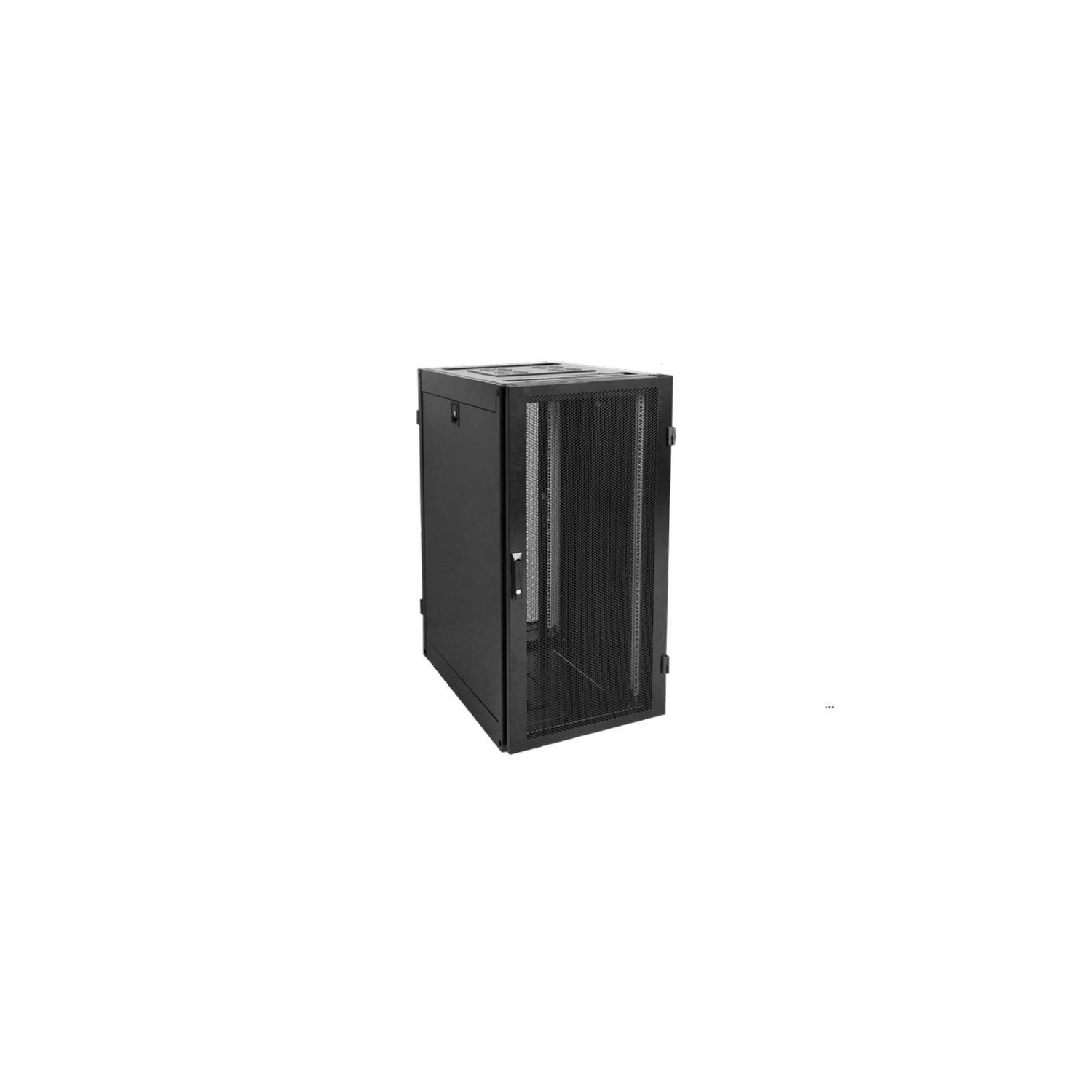 SyncSystem SSYS-RACK-24-SV Cabinet de Serveur 24U avec Porte Grillagée, Entièrement Assemblé, Noir