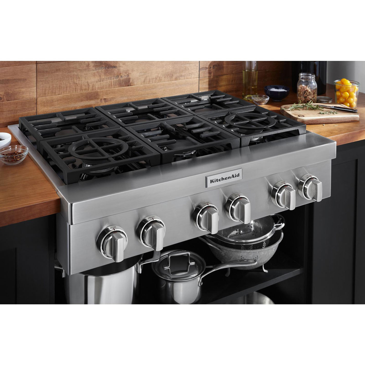 KitchenAid 36" 6-Burner Gas Cooktop - Stainless Steel