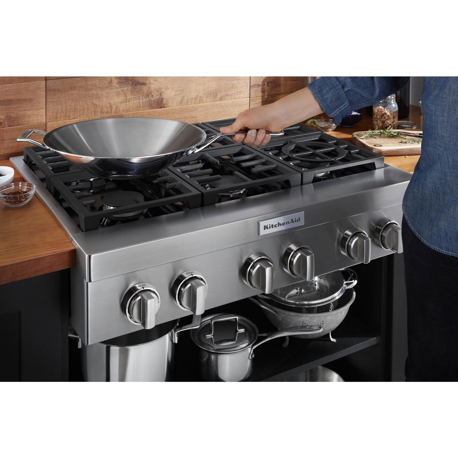 KitchenAid 36" 6-Burner Gas Cooktop - Stainless Steel