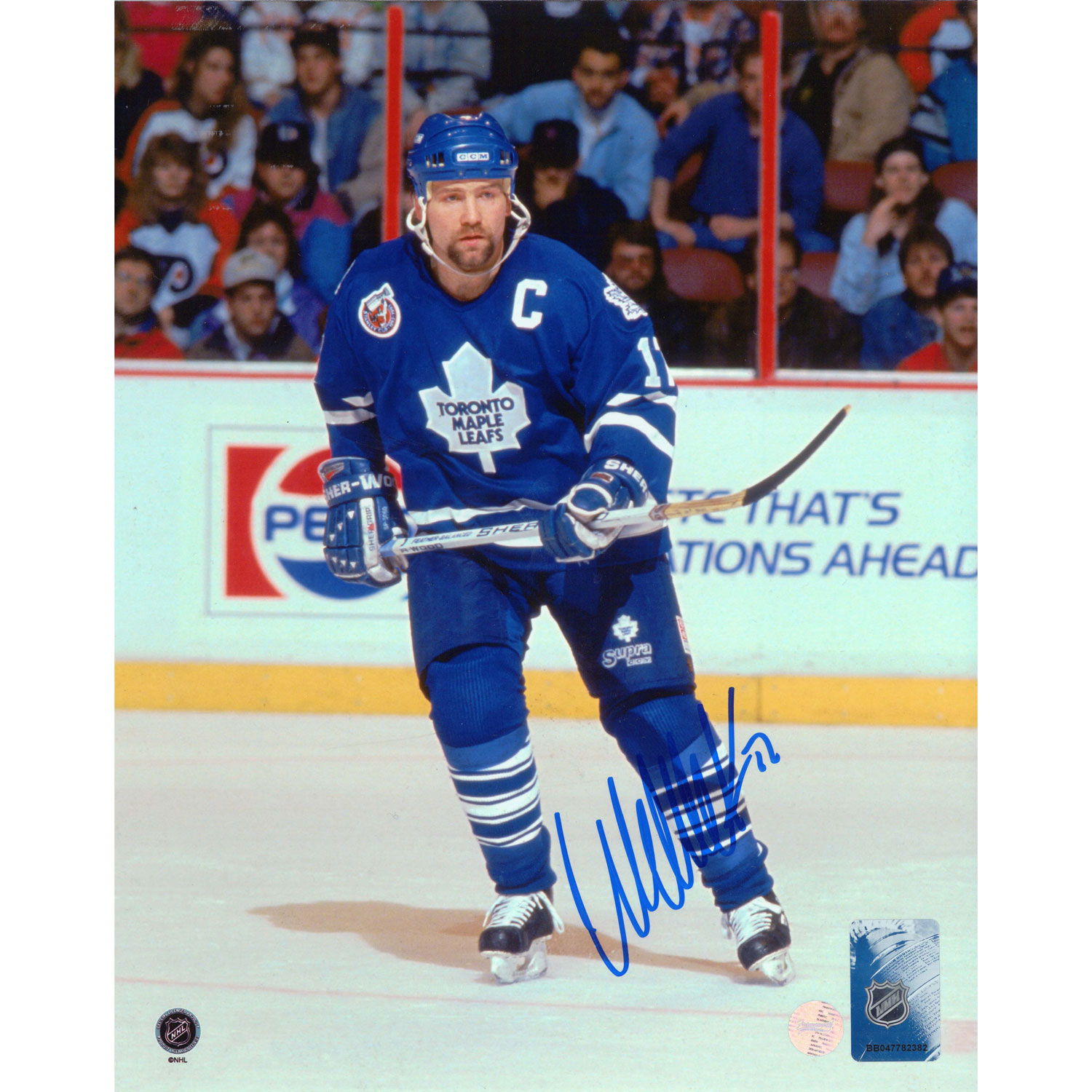 Wendel Clark Toronto Maple Leafs Autographed Fight Champion Art 14x28  Canvas