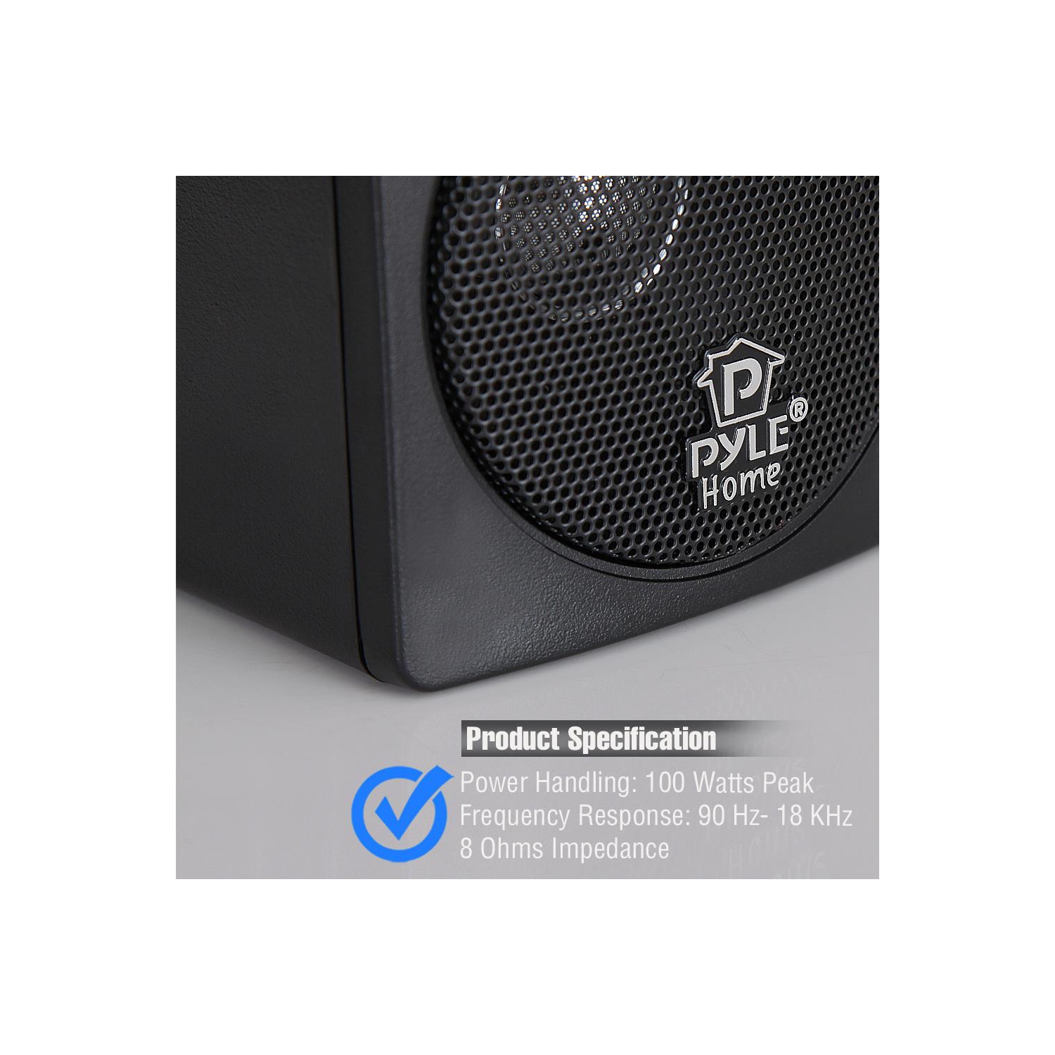 Pyle 7.6-cm 100-watt Mini Cube Bookshelf Speaker - Pair - Black