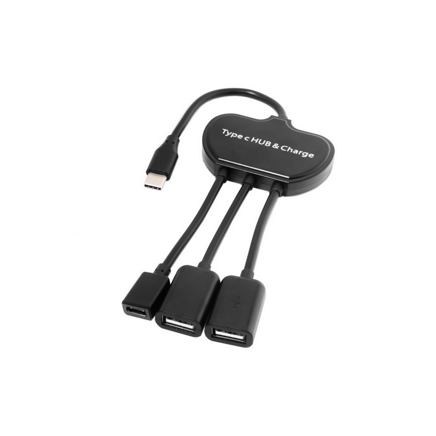 axGear USB-C OTG Cable Dual Ports USB Hub With Type-C Power Charging Port