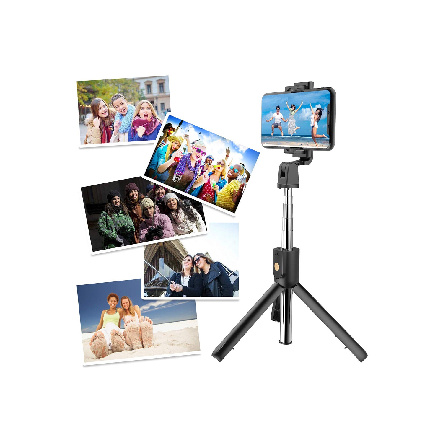 Trépied pour perche à égoportrait d’axGear avec télécommande extensible sans fil Bluetooth pour téléphone