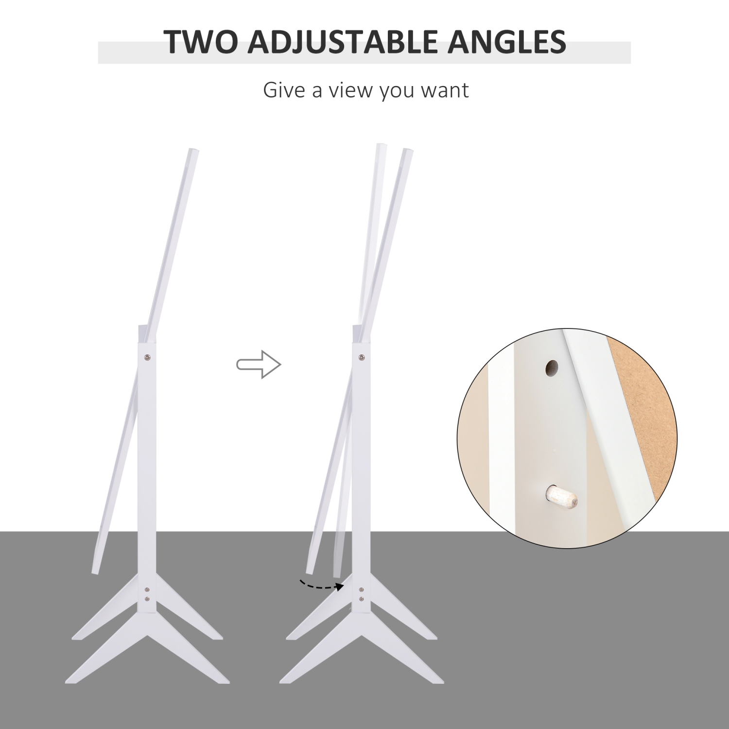 HOMCOM Full Length Mirror, Free Standing Full Body Mirror with Rectangular Frame, Adjustable Angle for Dressing Room, Bedroom, Living Room, White