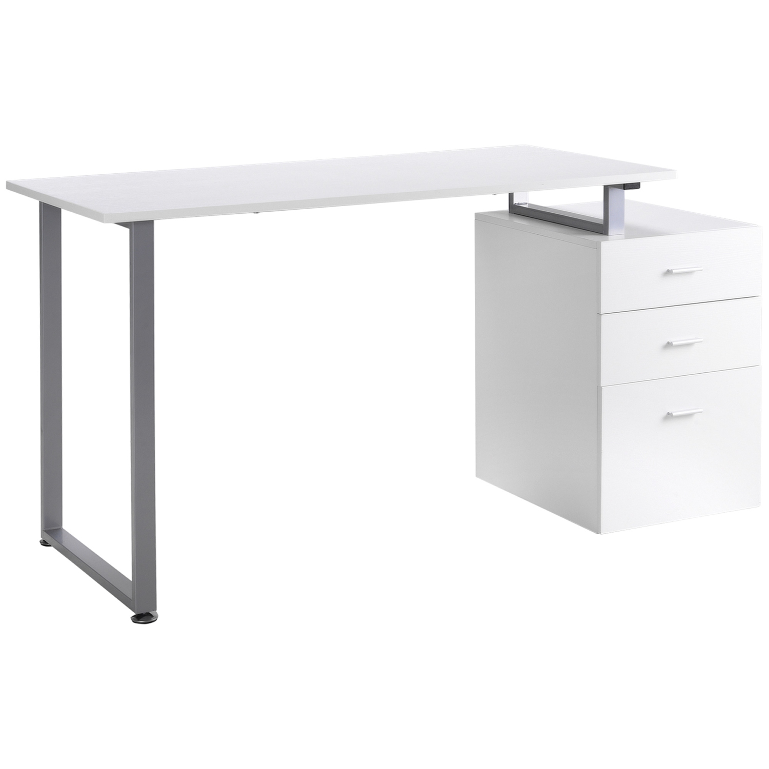 HOMCOM 47" Computer Desk Writing Table Workstation with Multi-Use Reversible File Drawers Metal Frame Home Office Furniture, White