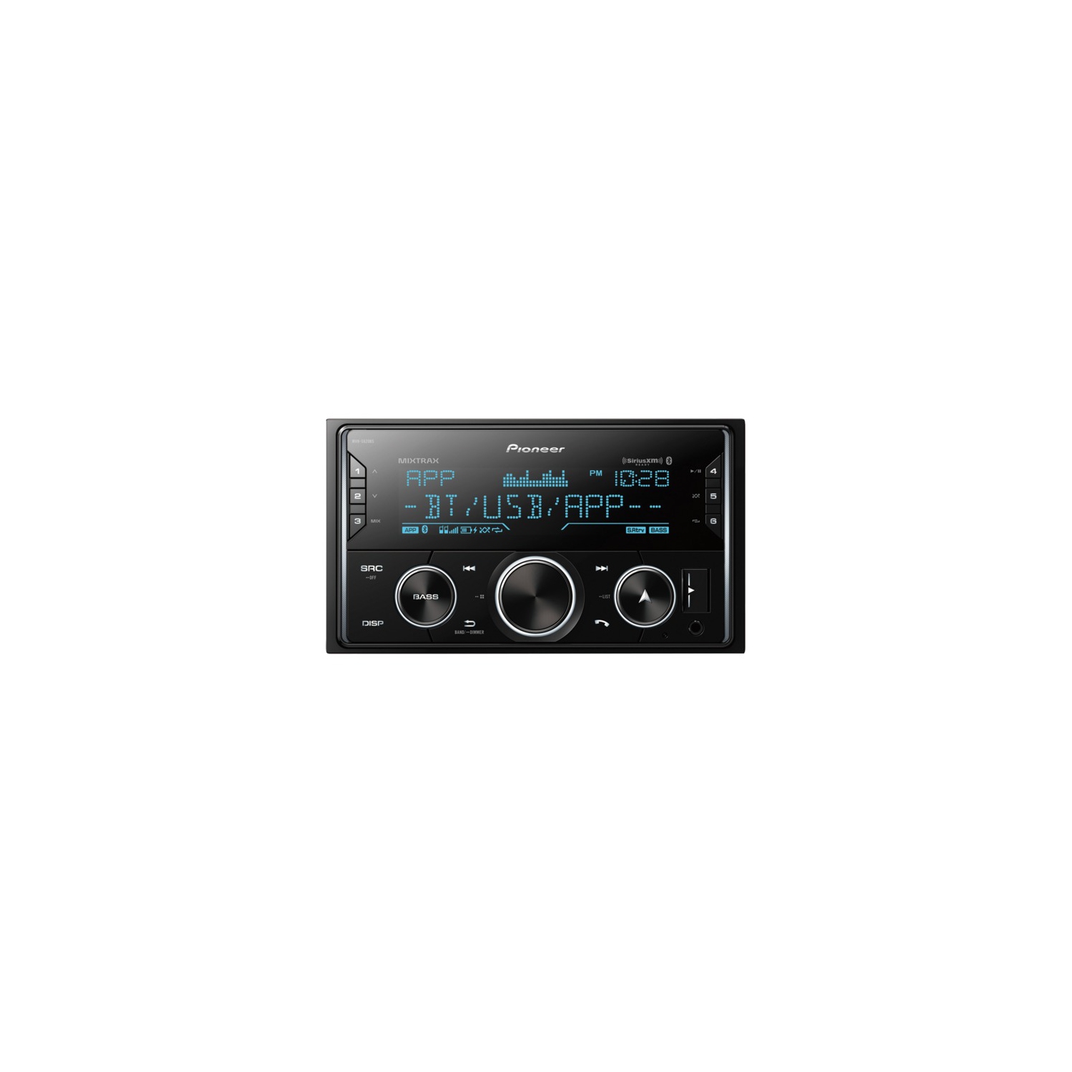 Pioneer MVH-S620BS Double-DIN In-Dash Digital Media Receiver with Bluetooth and SiriusXM Ready