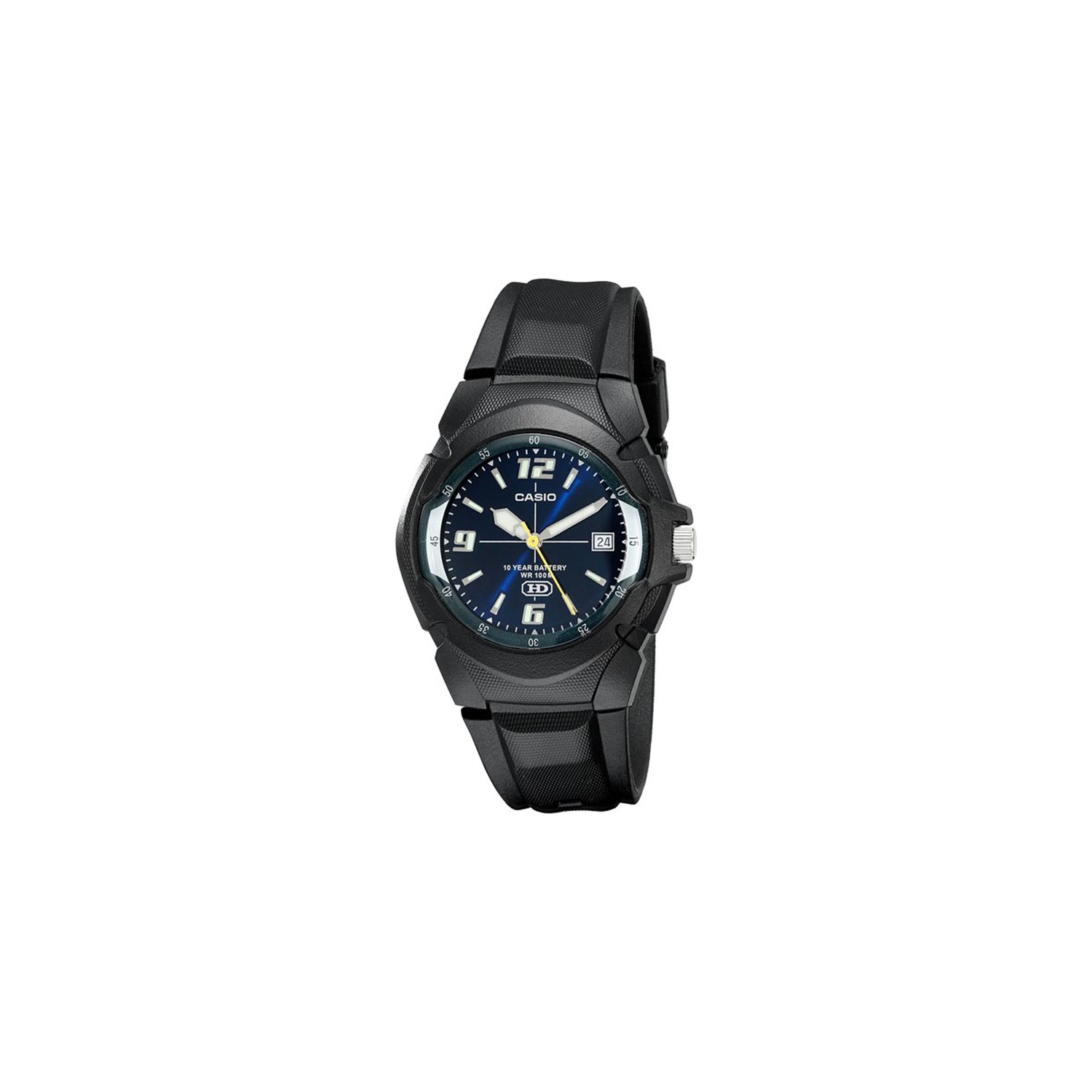 Casio Men's Analog Date 10-Year Battery Life Black Resin Watch MW600F-2AV