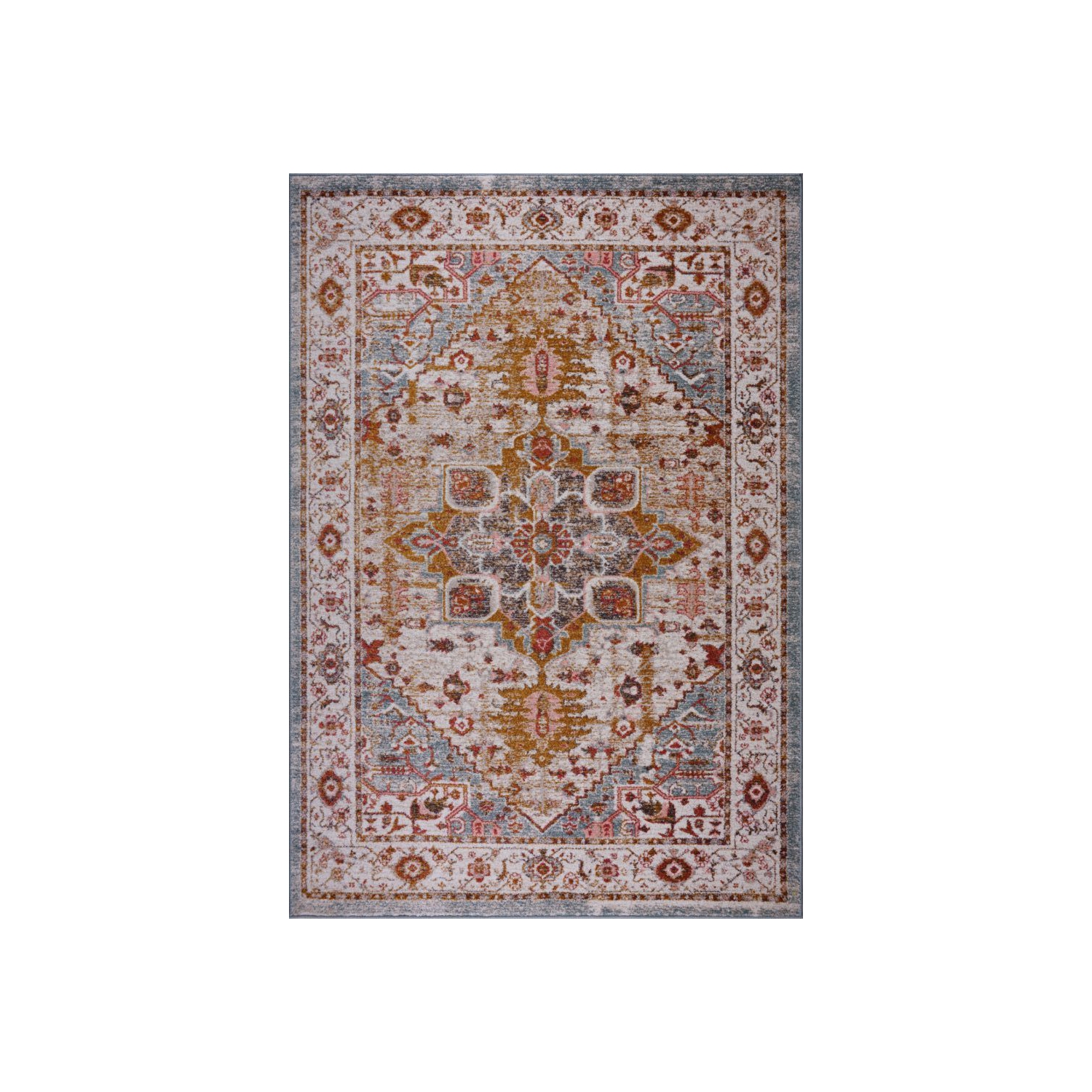Ladole Rugs Gracie Traditional Design Durable Indoor Area Rug Carpet in Beige Teal, 5x8