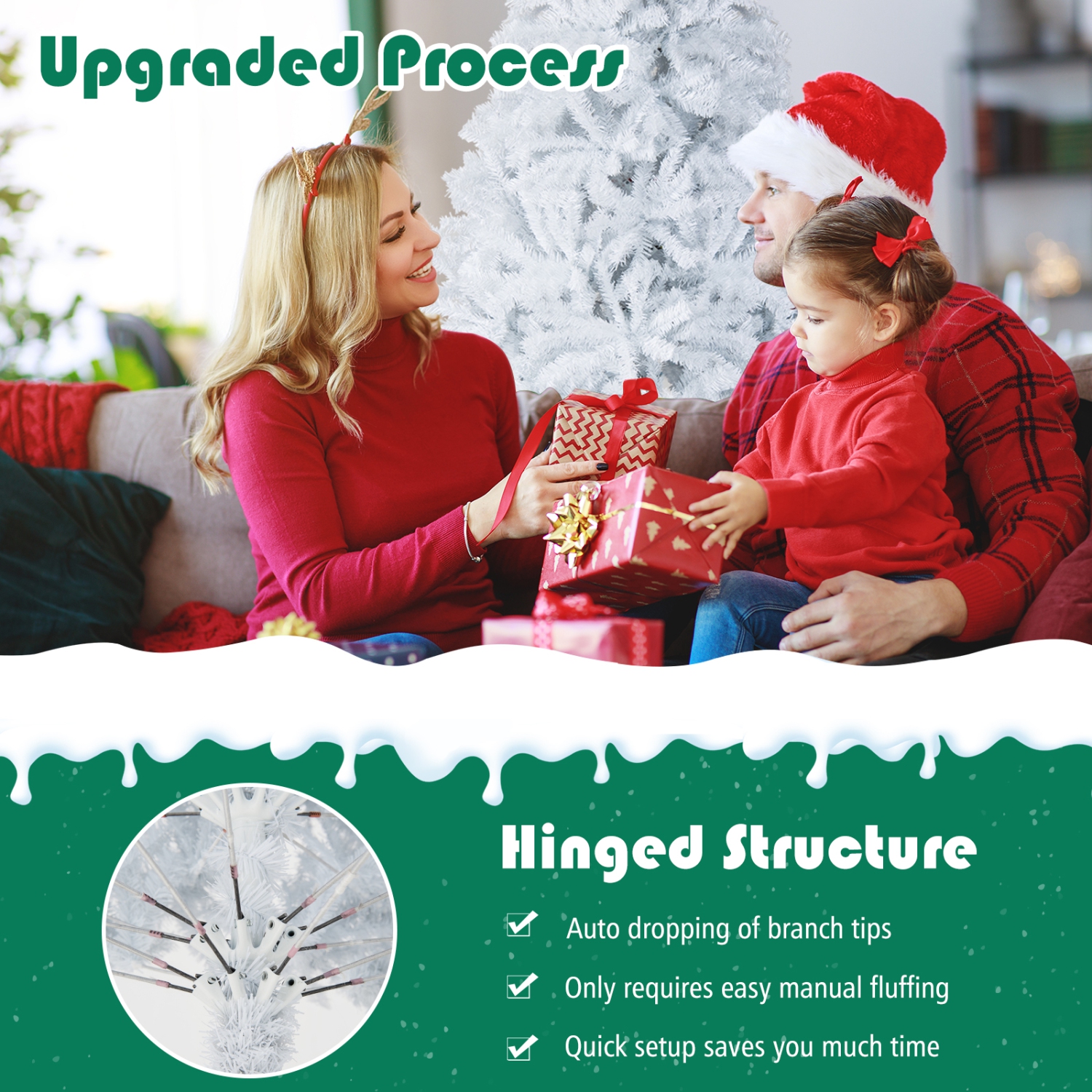 Gymax 6ft/ 7.5ft/ 9ft White Christmas Tree Classic Pine Tree