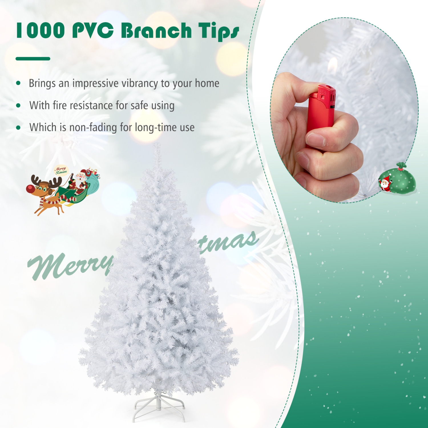 Gymax 6ft/ 7.5ft/ 9ft White Christmas Tree Classic Pine Tree