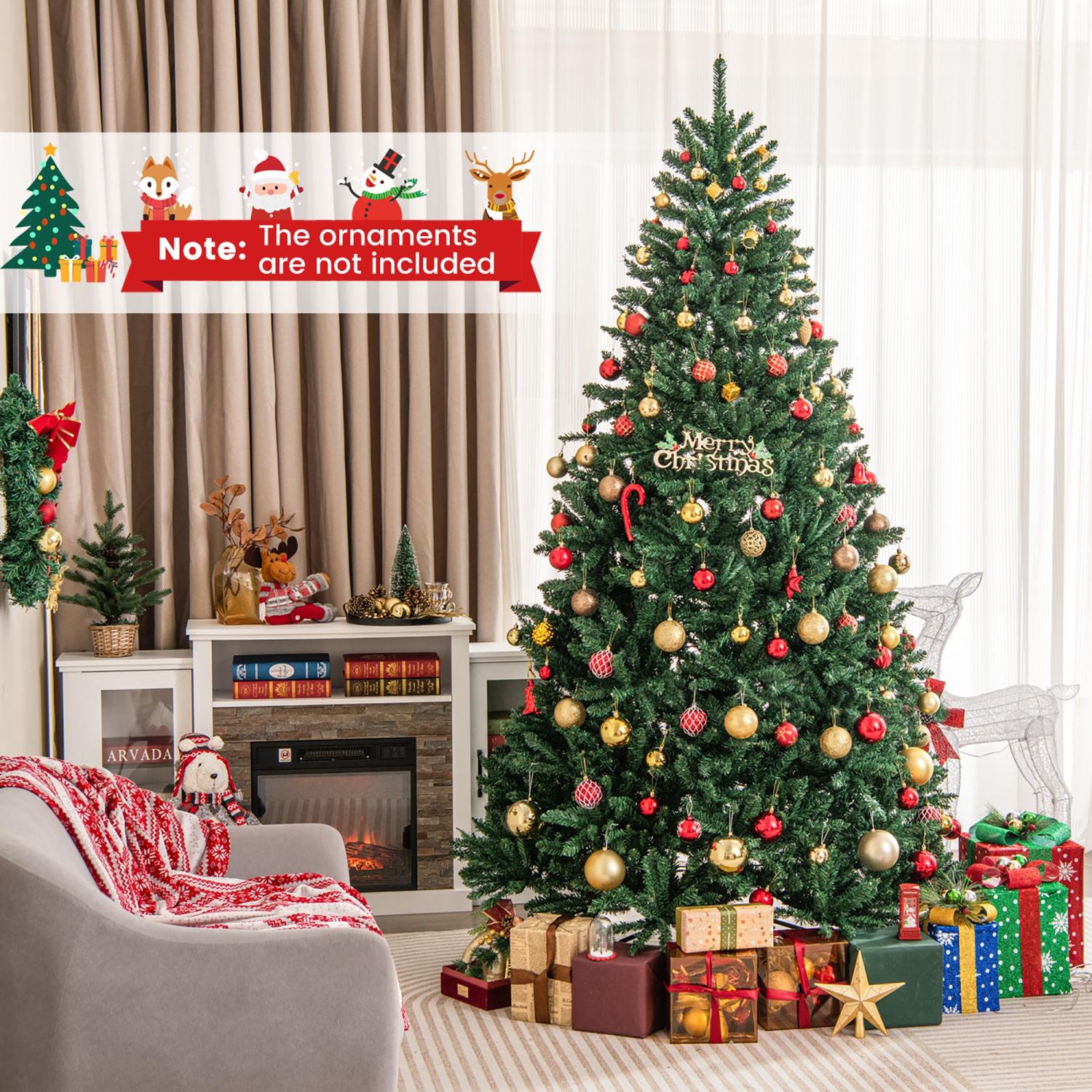 Gymax 6ft/7.5ft/9ft Christmas Tree Premium PVC Needles Douglas Full Fir Tree