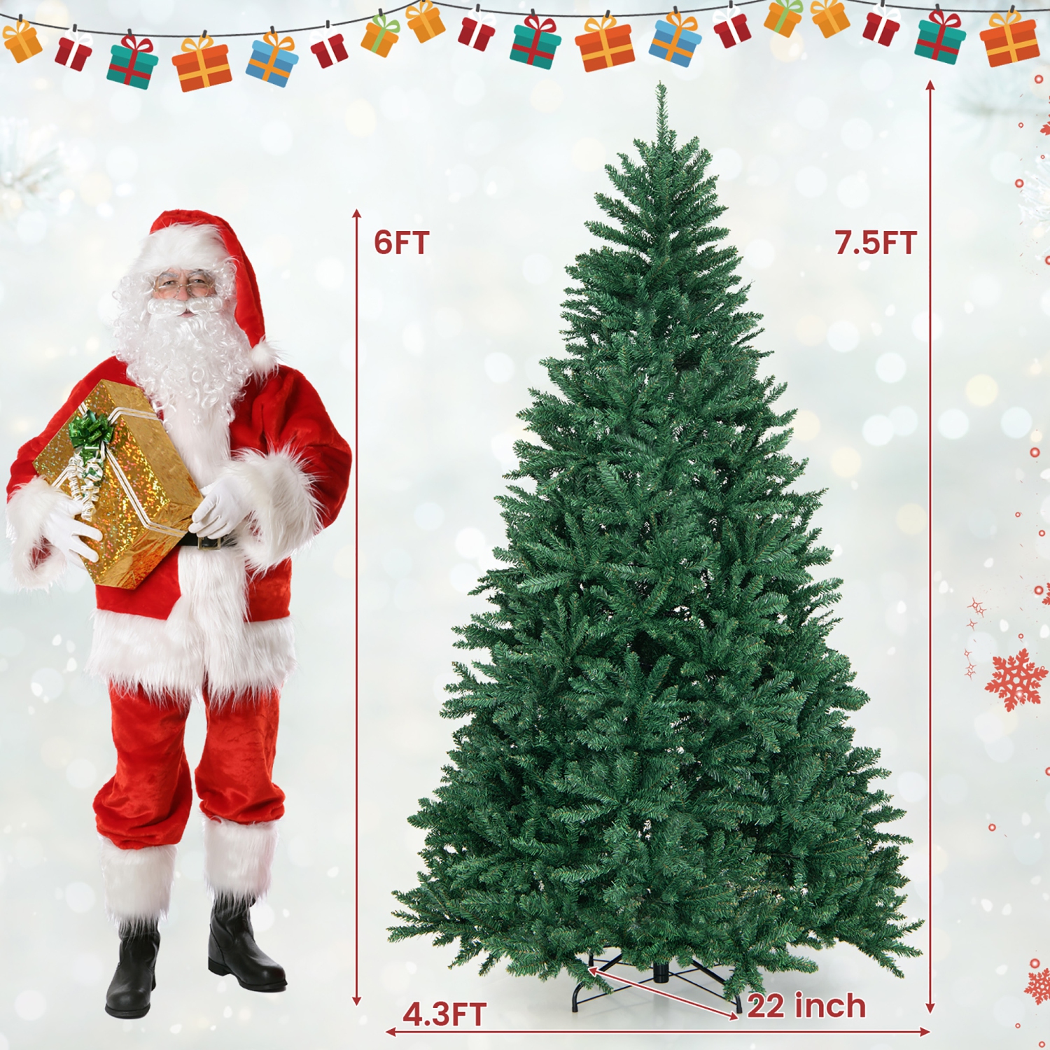 Gymax 6ft/7.5ft/9ft Christmas Tree Premium PVC Needles Douglas Full Fir Tree