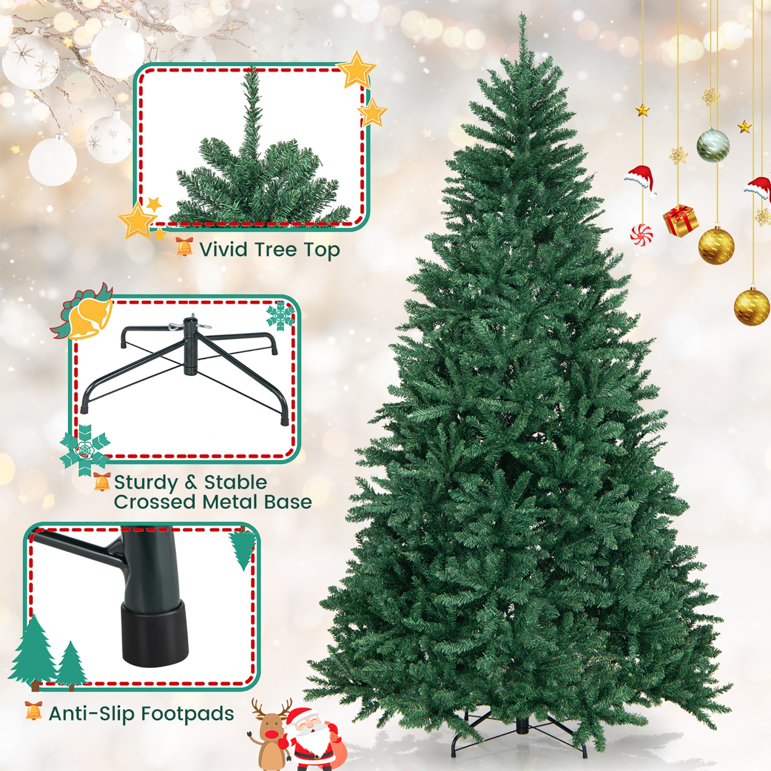 Gymax 6ft/7.5ft/9ft Christmas Tree Premium PVC Needles Douglas Full Fir Tree