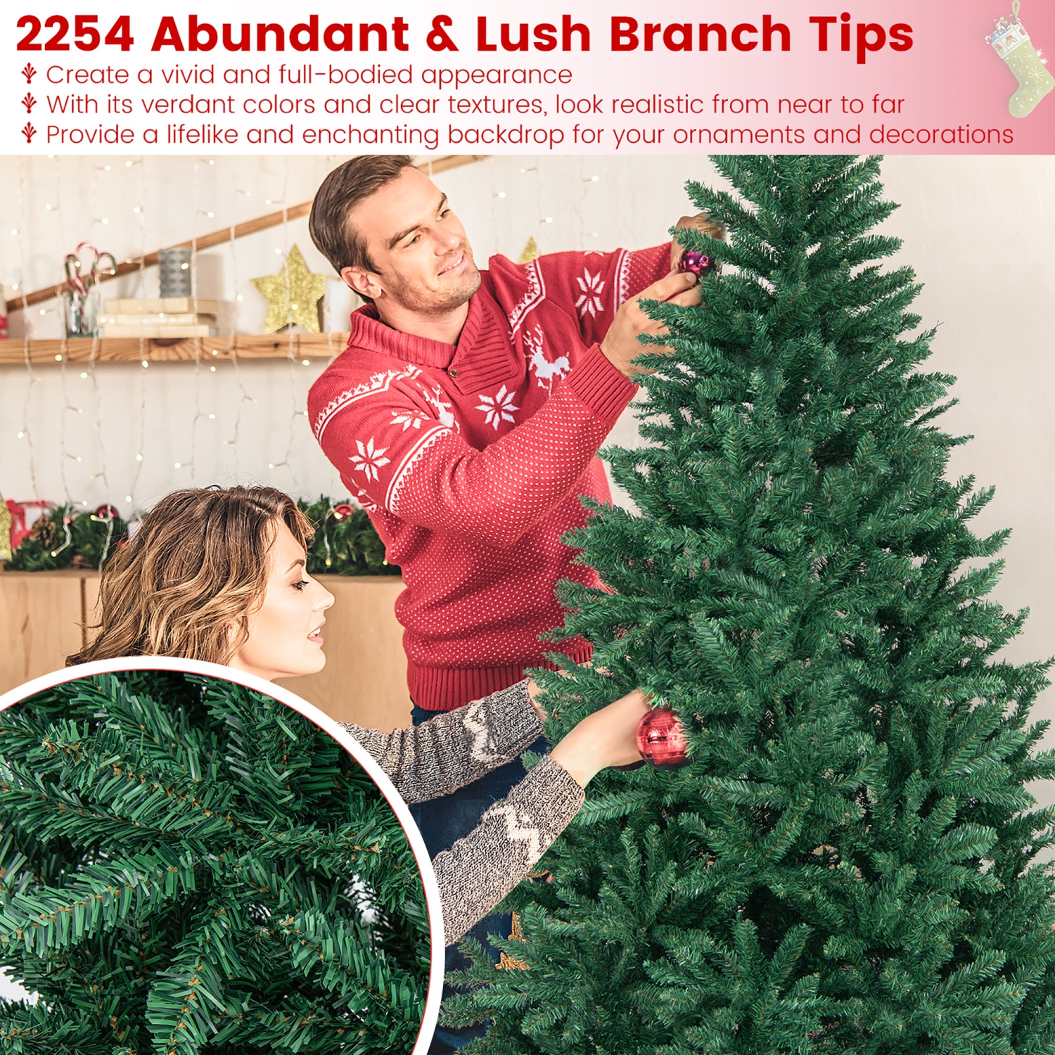 Gymax 6ft/7.5ft/9ft Christmas Tree Premium PVC Needles Douglas Full Fir Tree