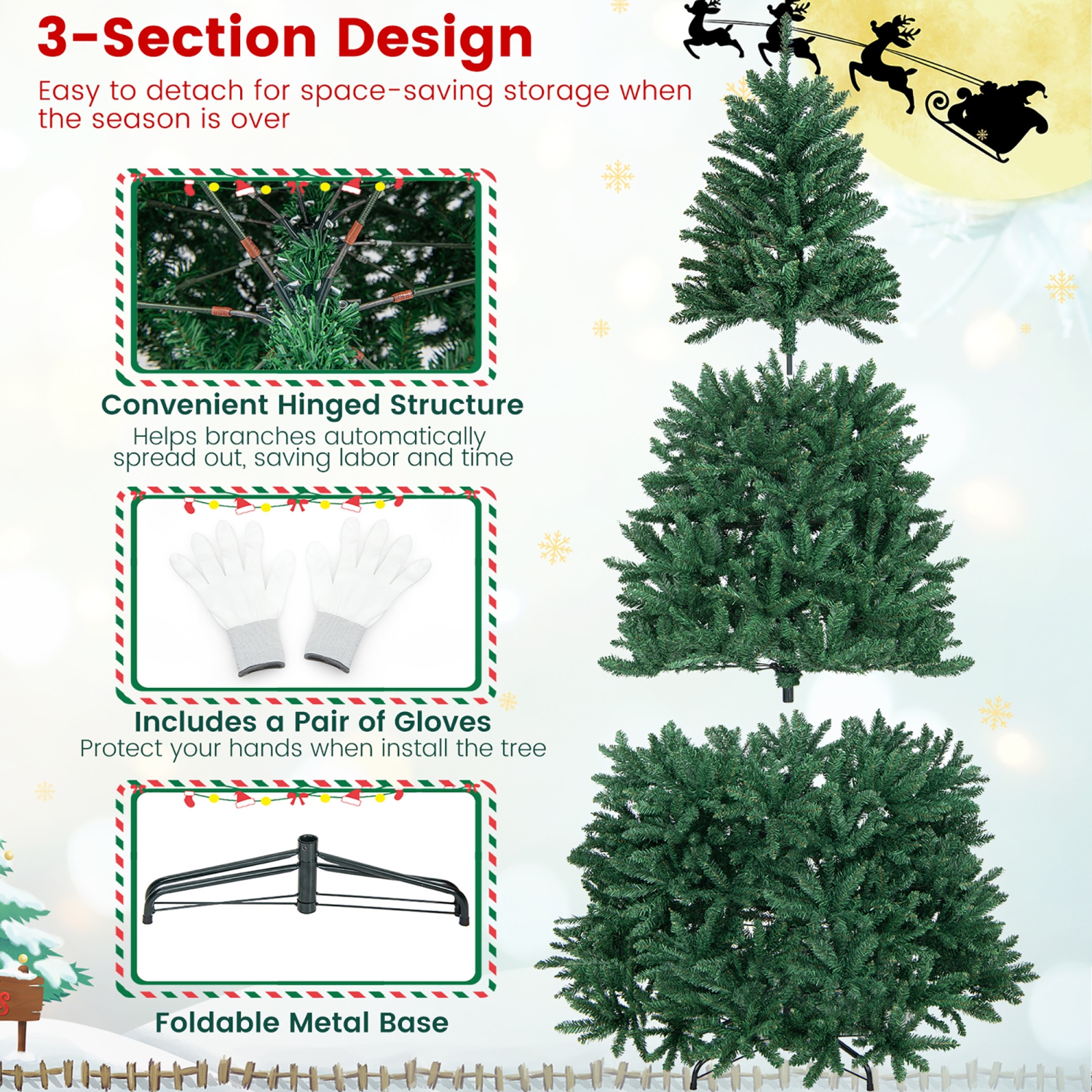 Gymax 6ft/7.5ft/9ft Christmas Tree Premium PVC Needles Douglas Full Fir Tree