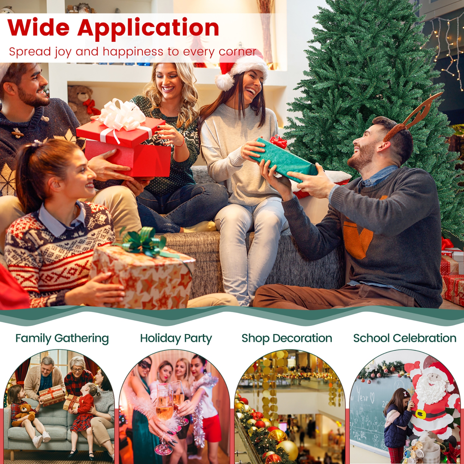 Gymax 6ft/7.5ft/9ft Christmas Tree Premium PVC Needles Douglas Full Fir Tree