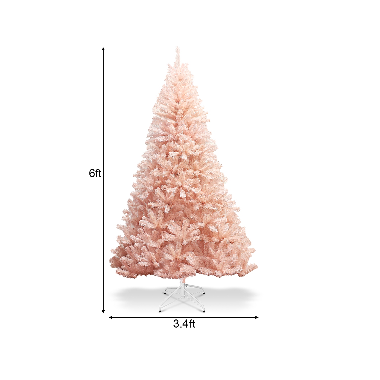 Gymax 6ft/ 7ft Pink Classic Pine Christmas Tree Artificial Hinged Tips