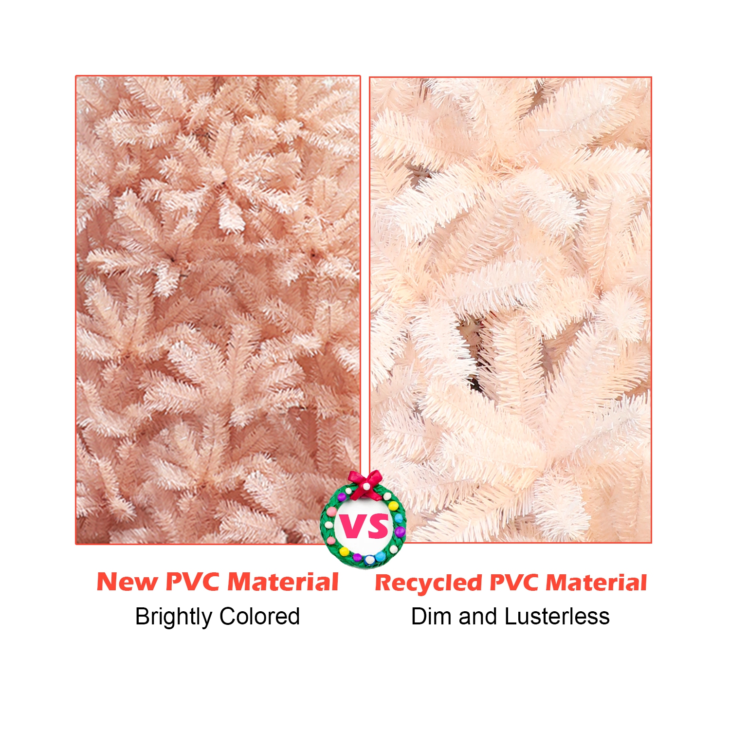 Gymax 6ft/ 7ft Pink Classic Pine Christmas Tree Artificial Hinged Tips