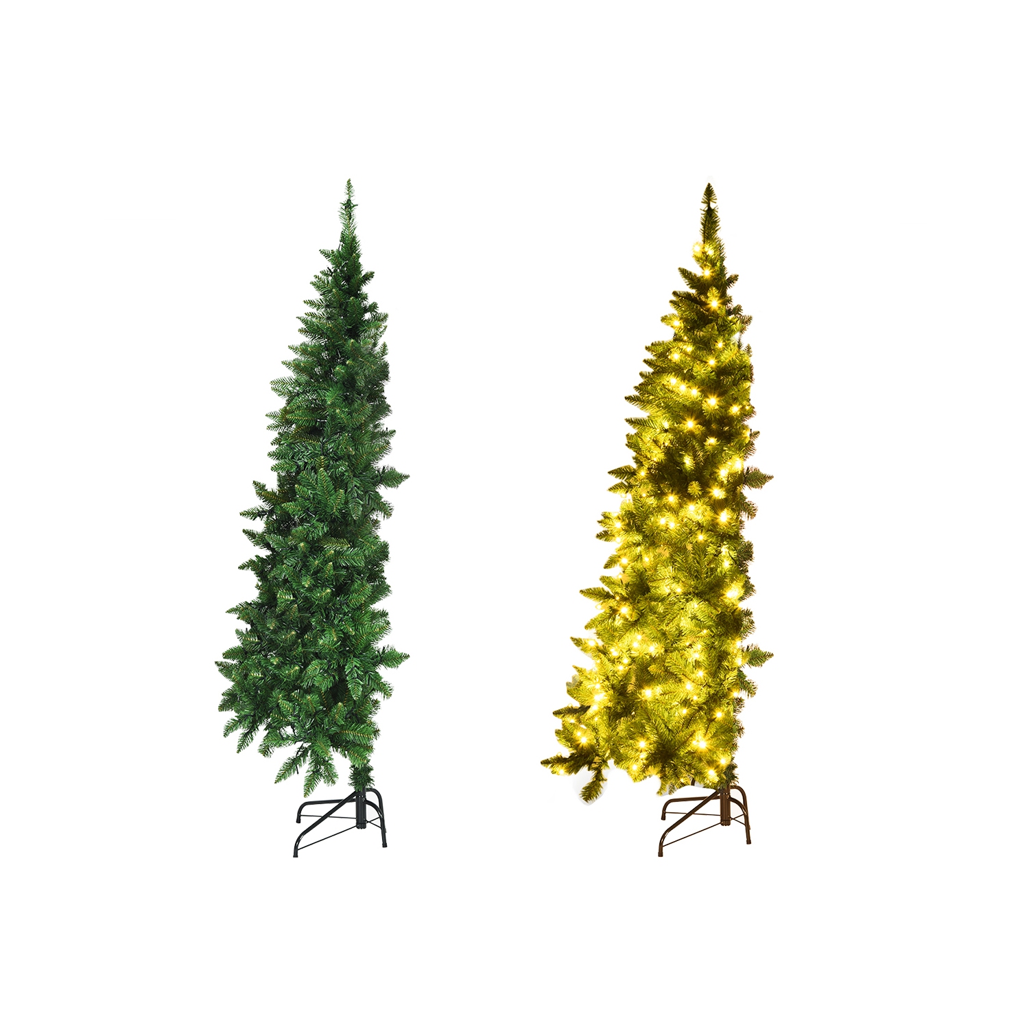 Gymax 5ft LED Pre-lit Half Christmas Tree PVC Artificial Tree w/ 8 Flash Modes 250 Lights