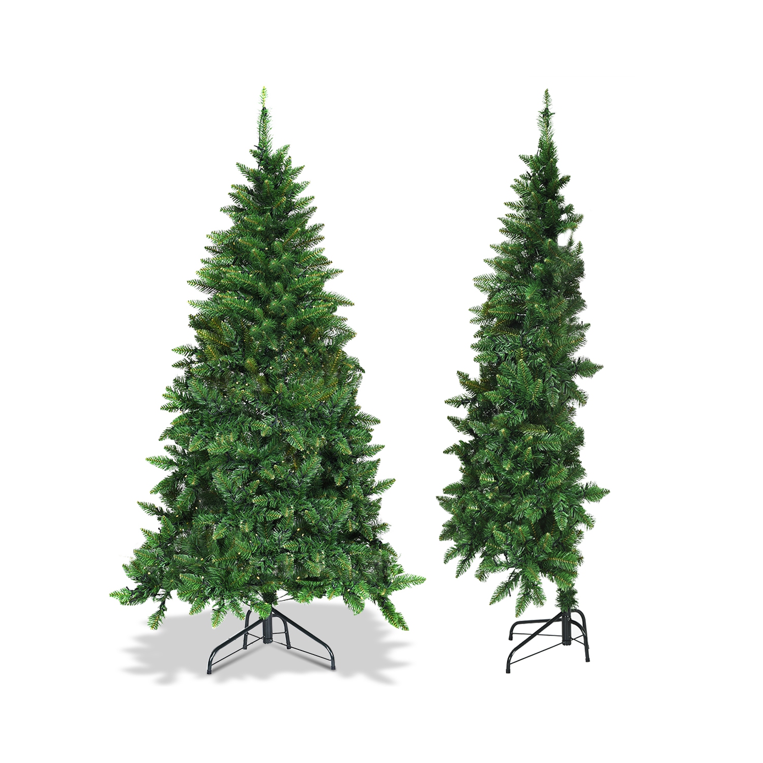 Gymax 5ft LED Pre-lit Half Christmas Tree PVC Artificial Tree w/ 8 Flash Modes 250 Lights