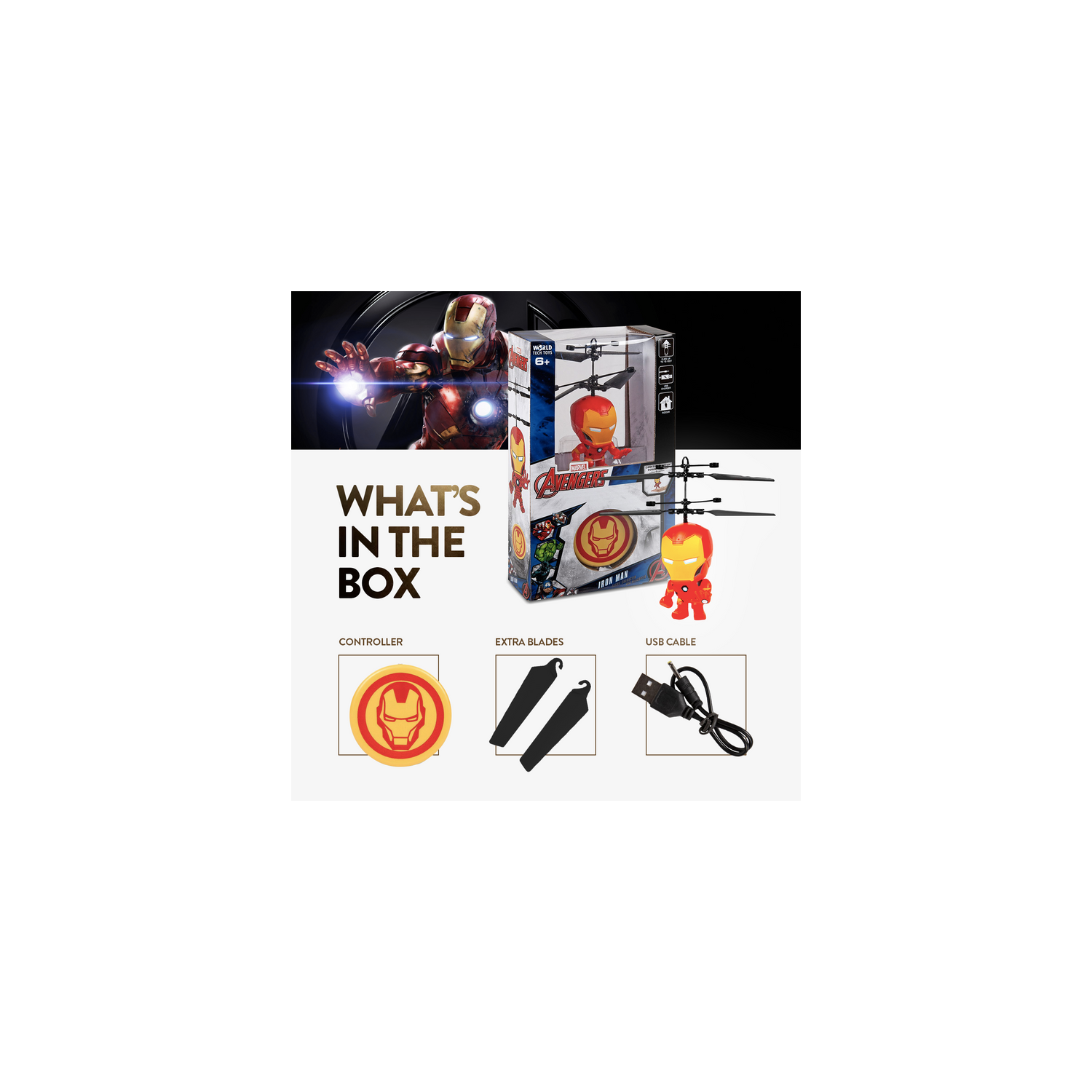 Marvel sous licence Iron Man 3,5 pouces Flying Figure IR UFO Big Head Hélicoptère