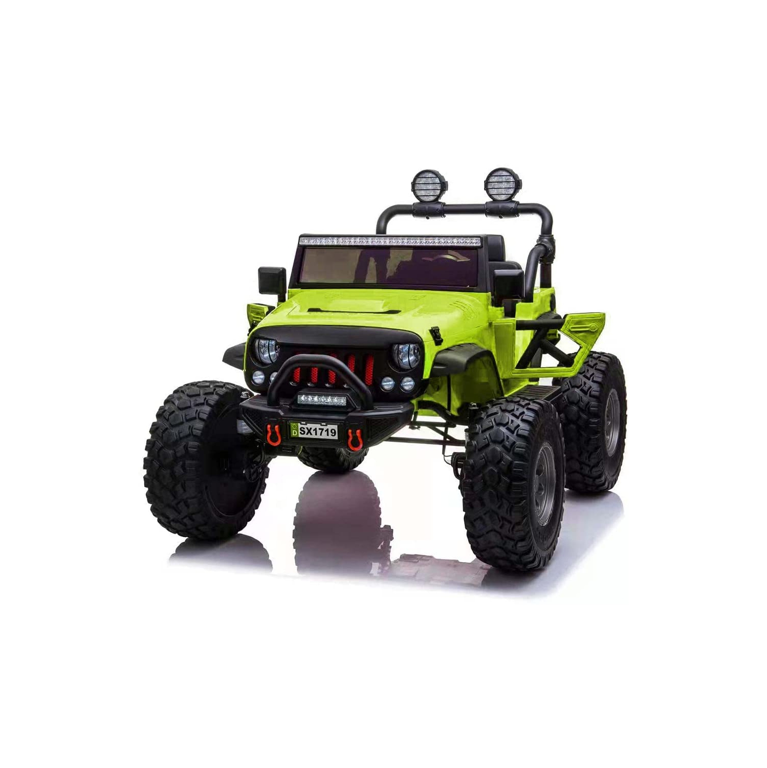 VOLTZ TOYS 2-Seater 12V Ride-on Lifted Jeep Truck with Raised Suspension, LED Lights, Parental Remote Control, MP3 Player, Leather Seat, EVA Wheels and Multi-Speed Selection