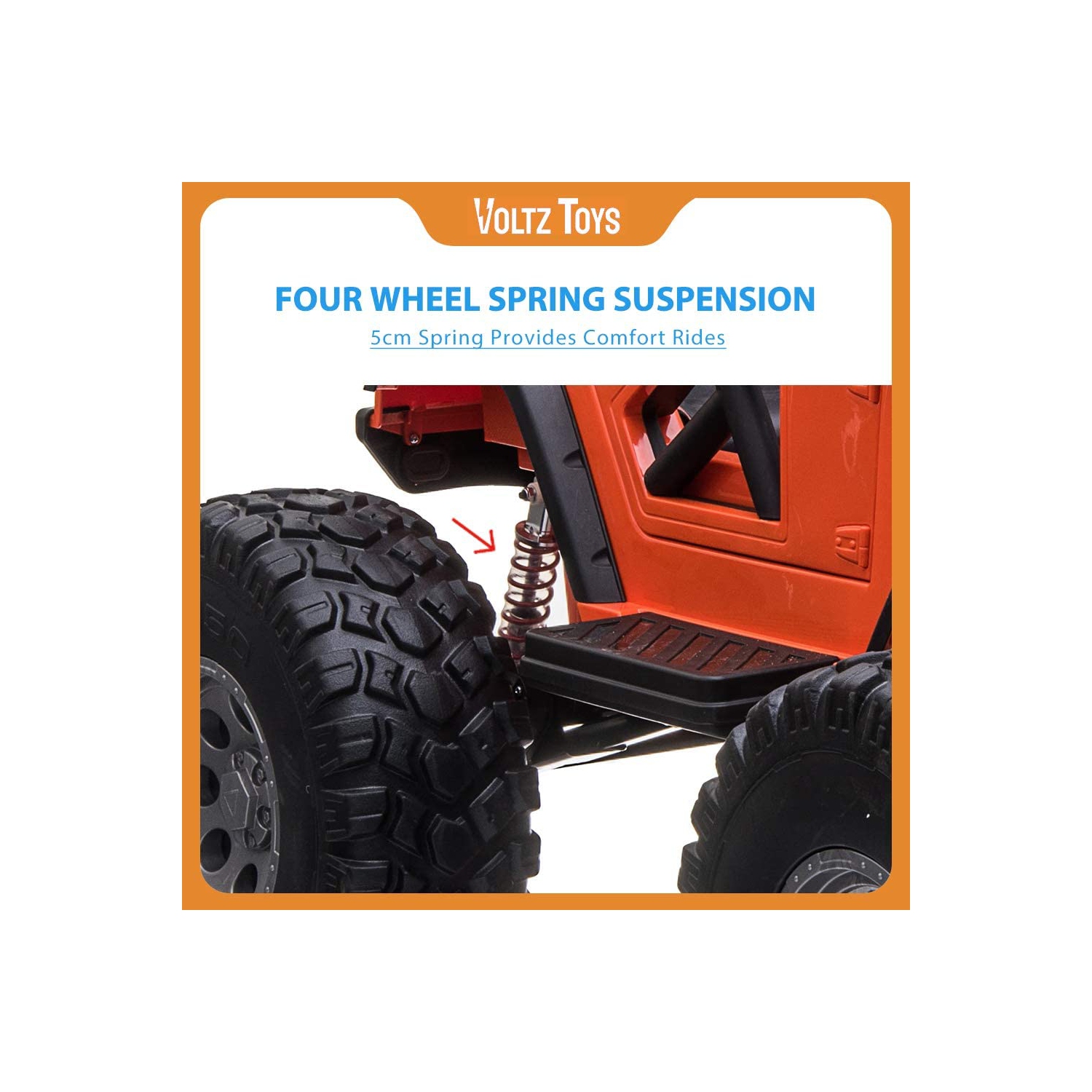 VOLTZ TOYS 2-Seater 12V Ride-on Lifted Jeep Truck with Raised Suspension, LED Lights, Parental Remote Control, MP3 Player, Leather Seat, EVA Wheels