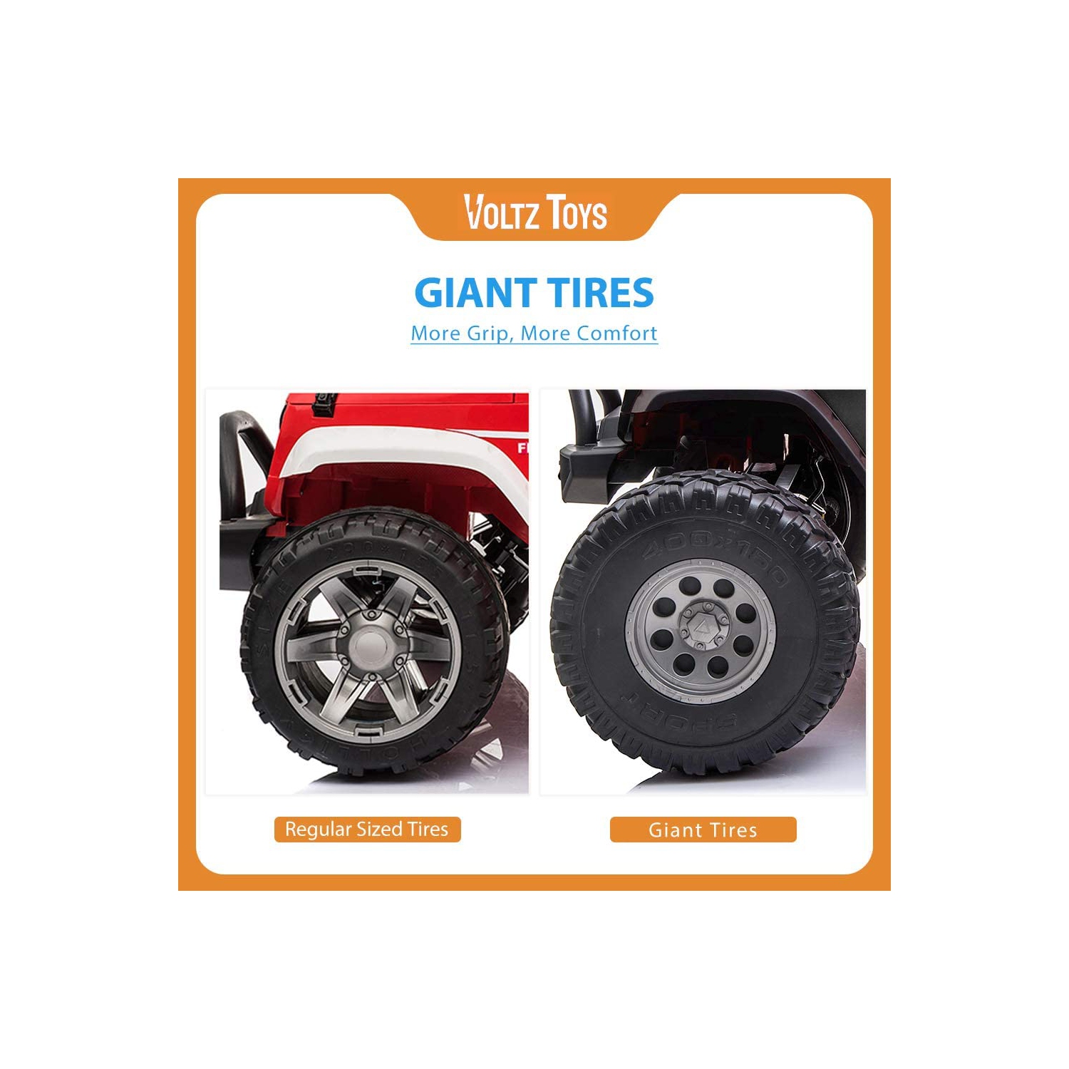 VOLTZ TOYS 2-Seater 12V Ride-on Lifted Jeep Truck with Raised Suspension, LED Lights, Parental Remote Control, MP3 Player, Leather Seat, EVA Wheels